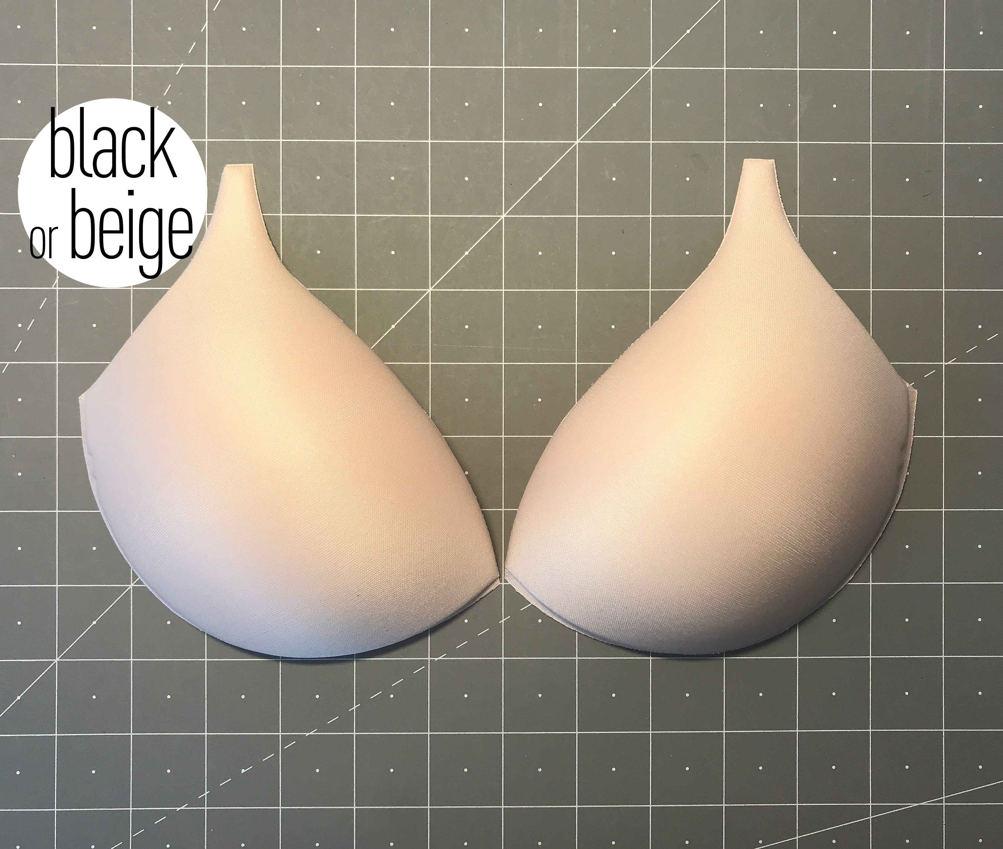 Molded Contoured Bra Cups, Inserts or Sewn In- in beige or black