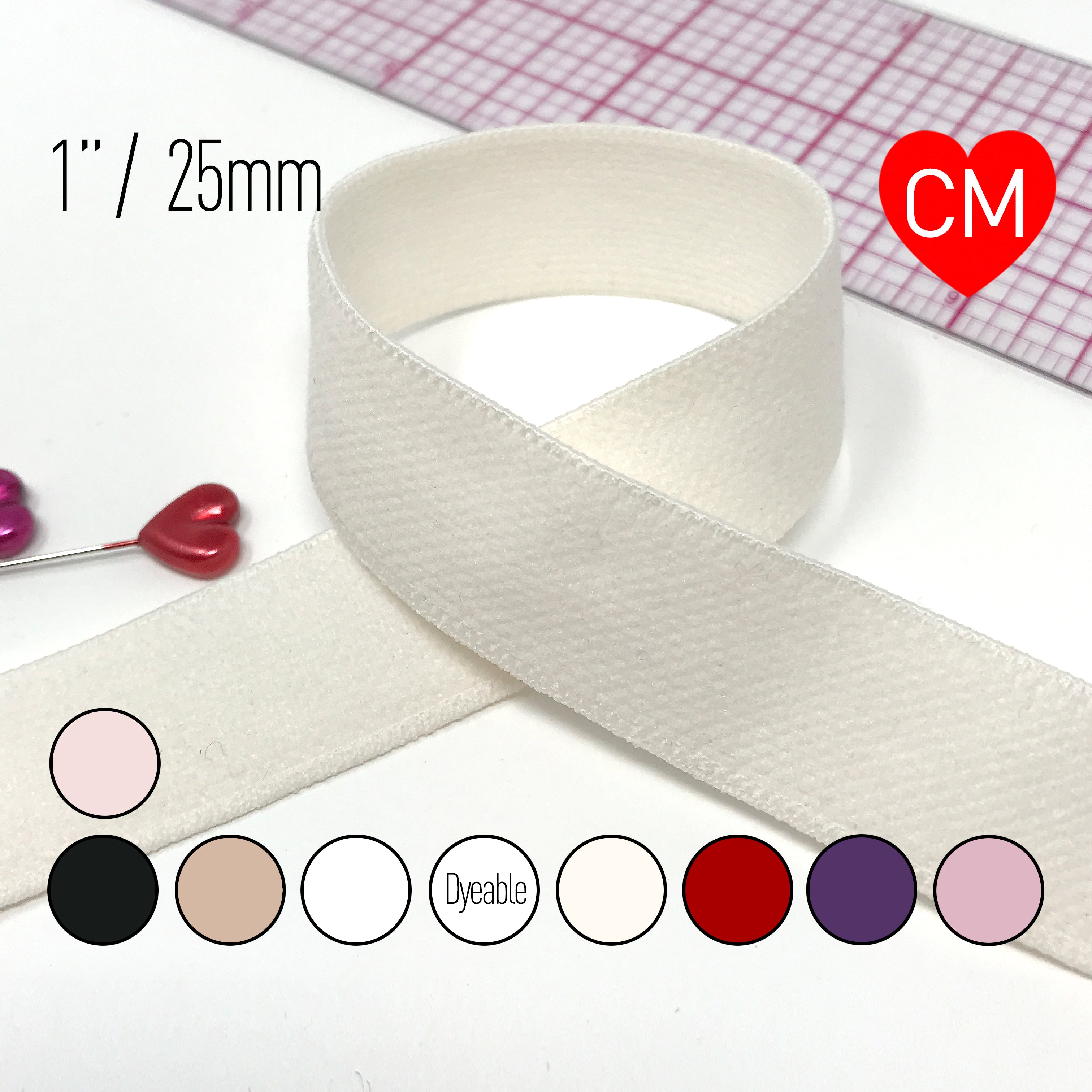 1" (25mm) Plush Soft Matte Elastic, Stretch Trim- 2 Yards - Stitch Love Studio