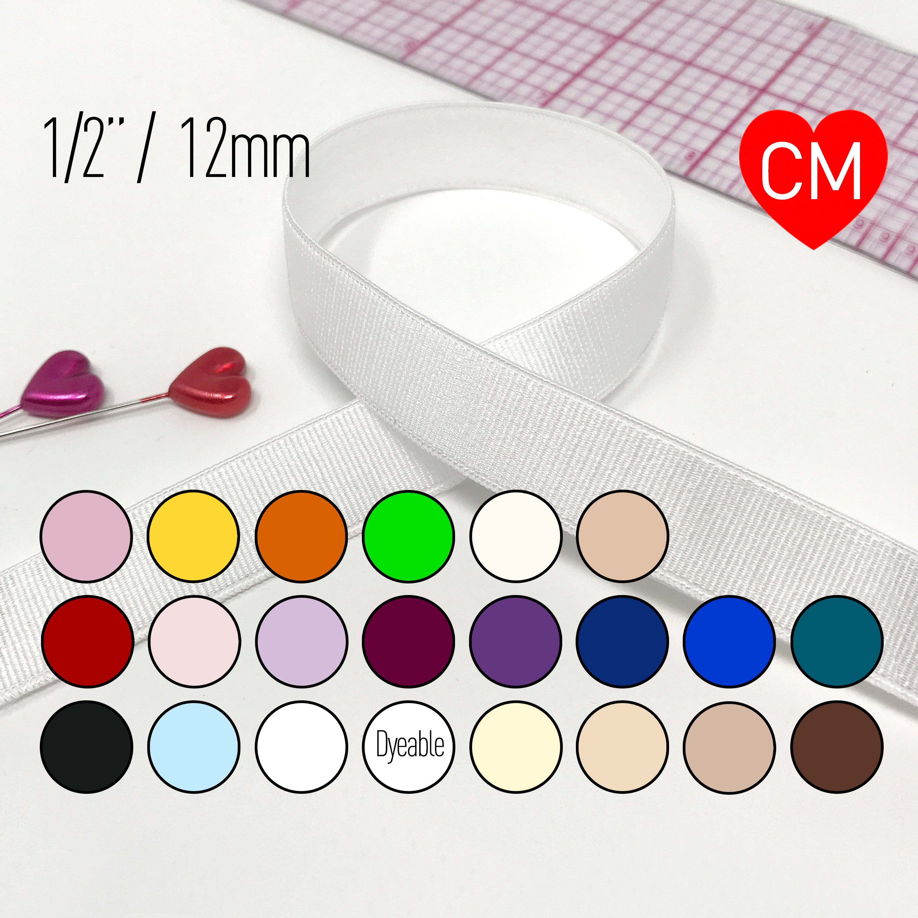 1/2" (12mm) Satin Elastic, Bra Strap- 2 Yards - Stitch Love Studio