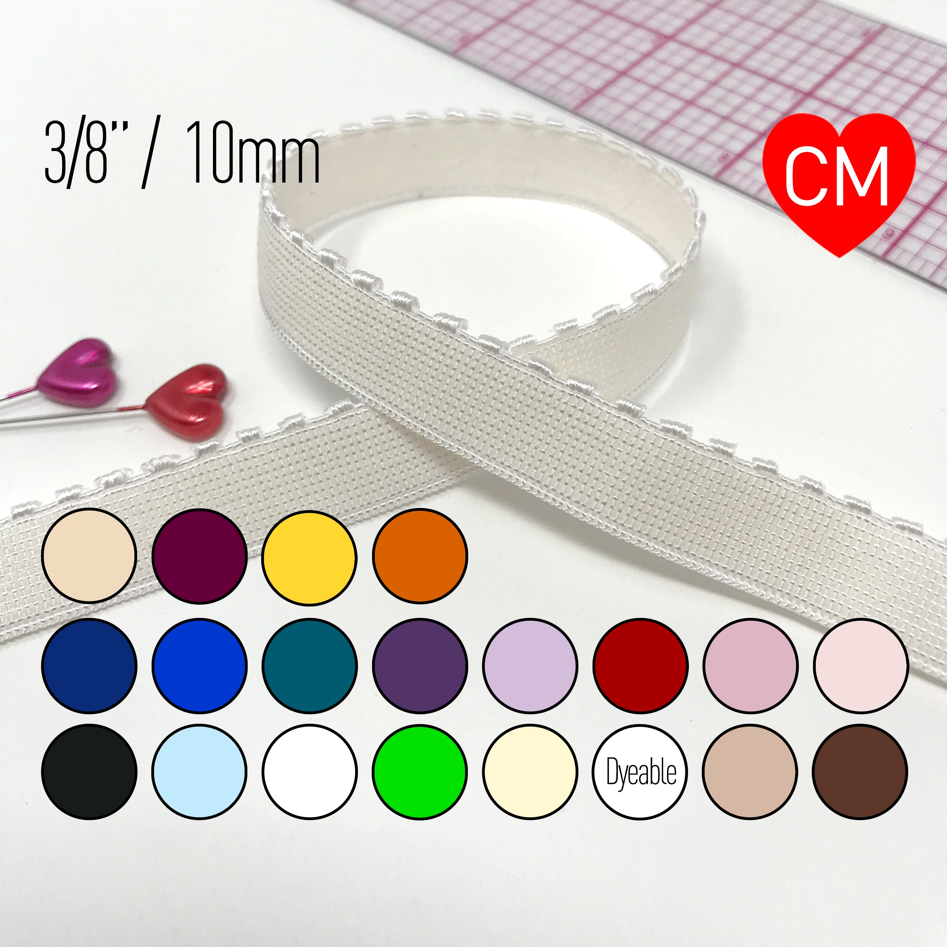 3/8" (10mm) Picot Elastic, Soft, Plush Back- 2 Yards - Stitch Love Studio