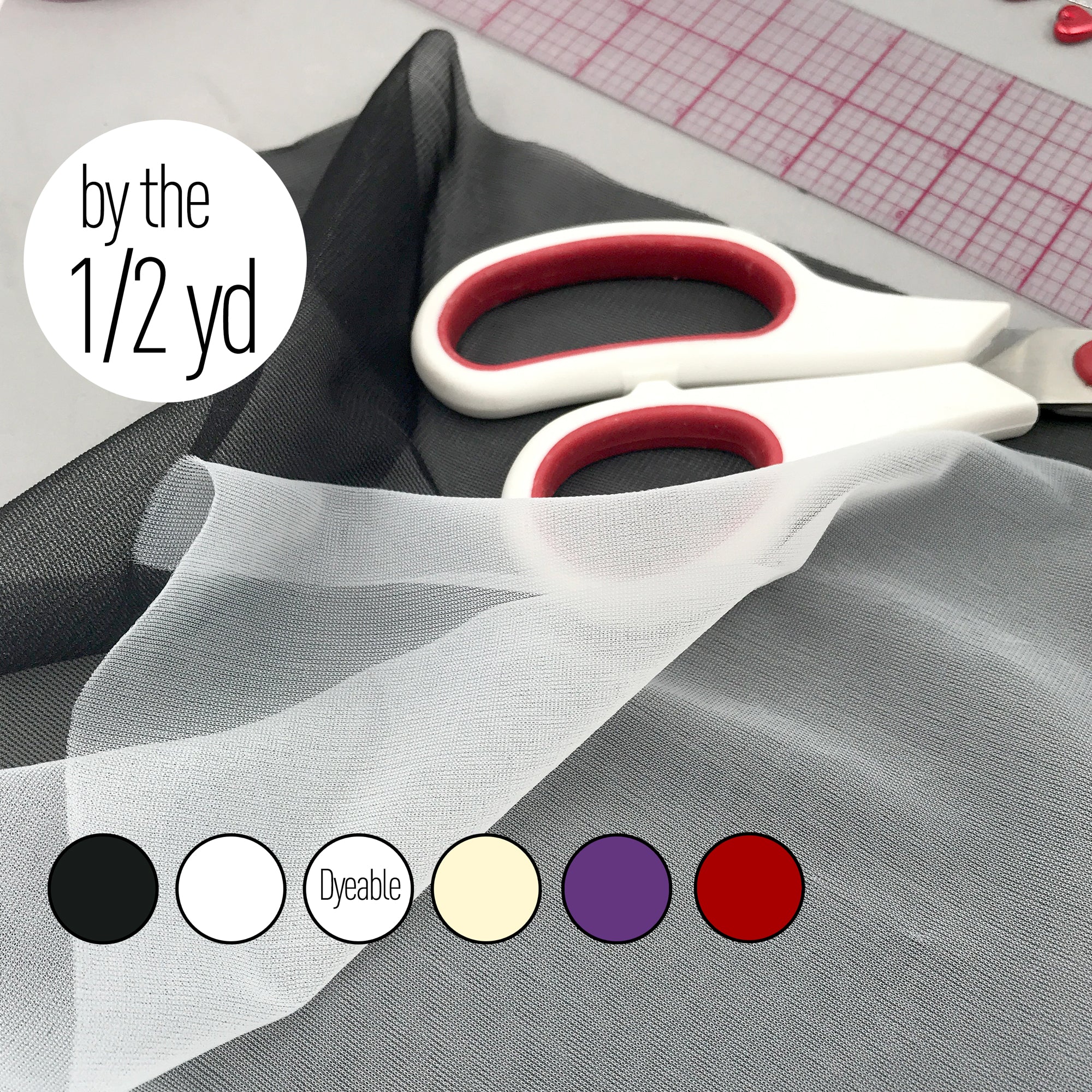 TO BE DISCONTINUED Sheer Nylon Tricot or Bra lining, low stretch- by the 1/2 Yard