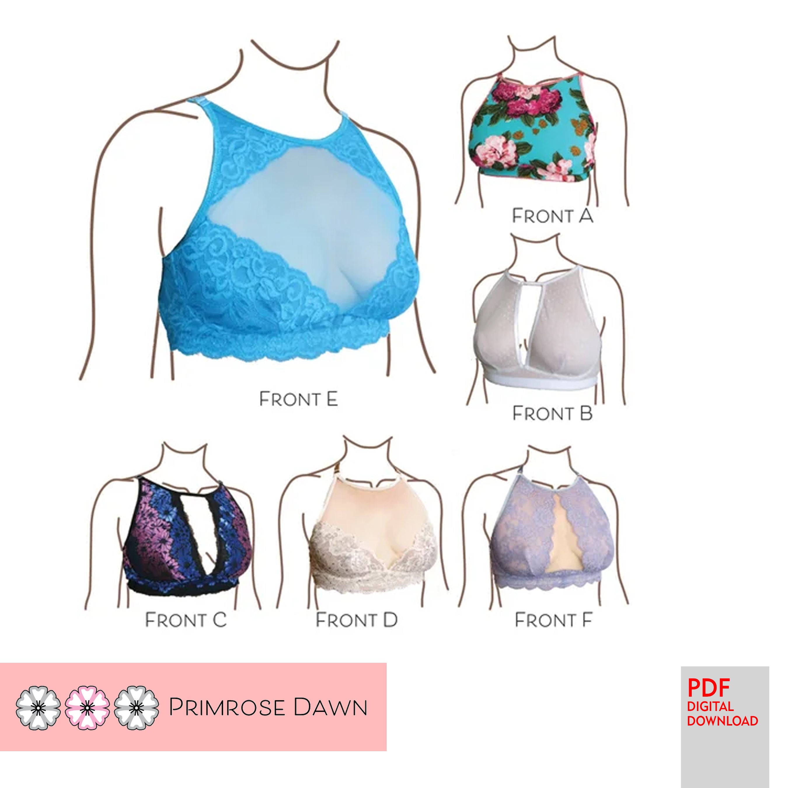 PDF Primrose Dawn Sewing Pattern- Delvine Bralette - Stitch Love Studio