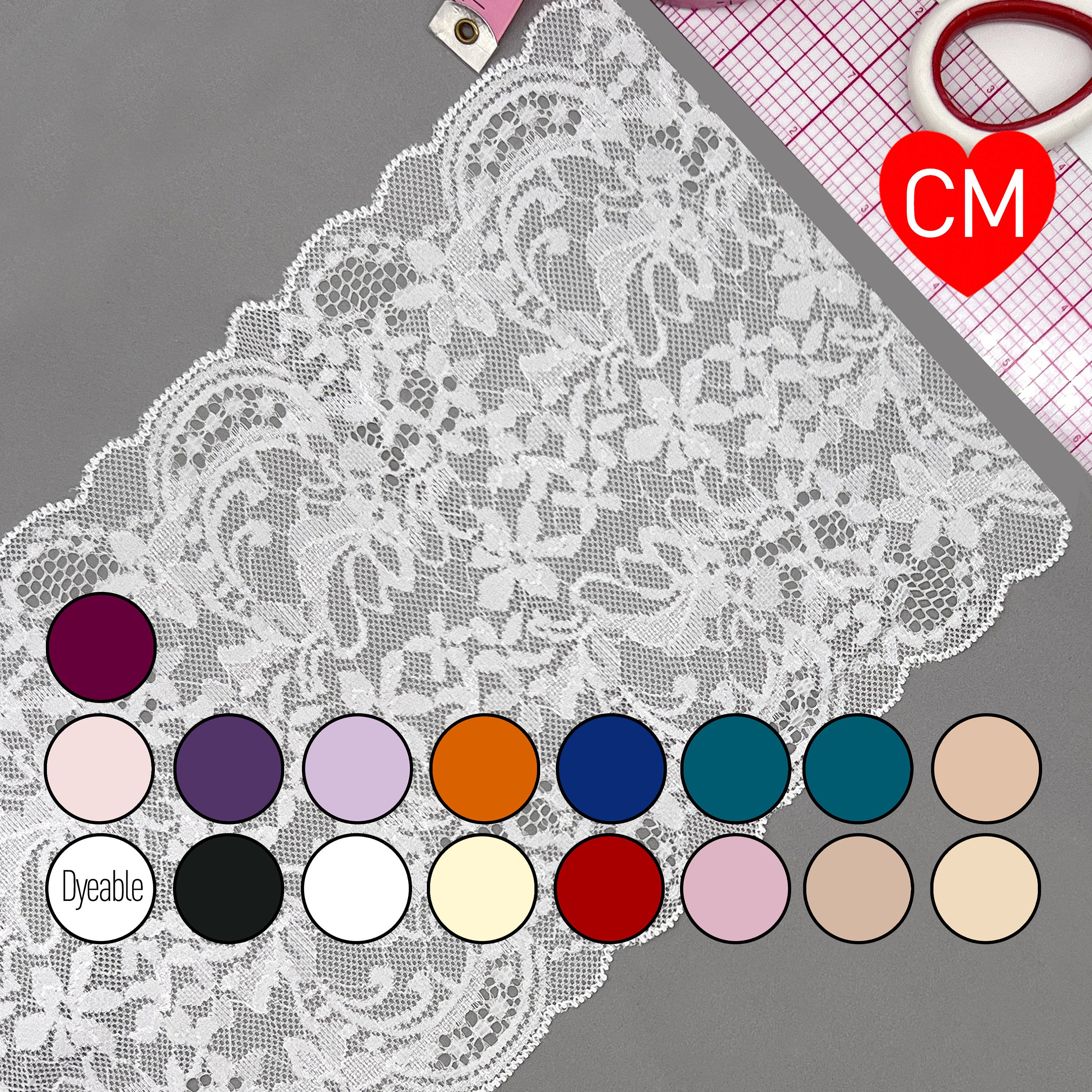 6 1/2" (16.5cm) Stretch Lace, Soft, High Quality- 1 Yard