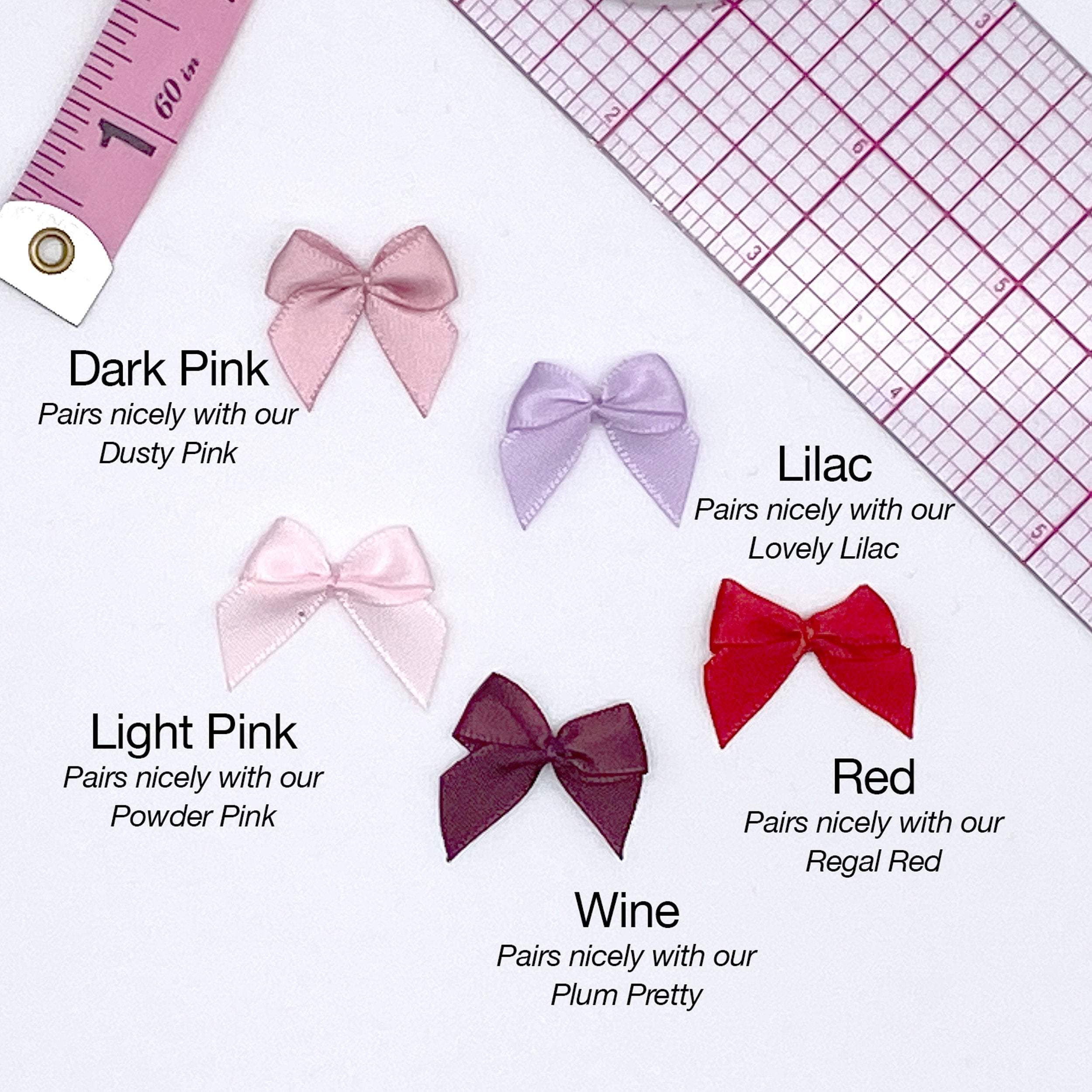 1" or 25mm Small Satin Bows in 18 Colors!- Set of 2 - Stitch Love Studio