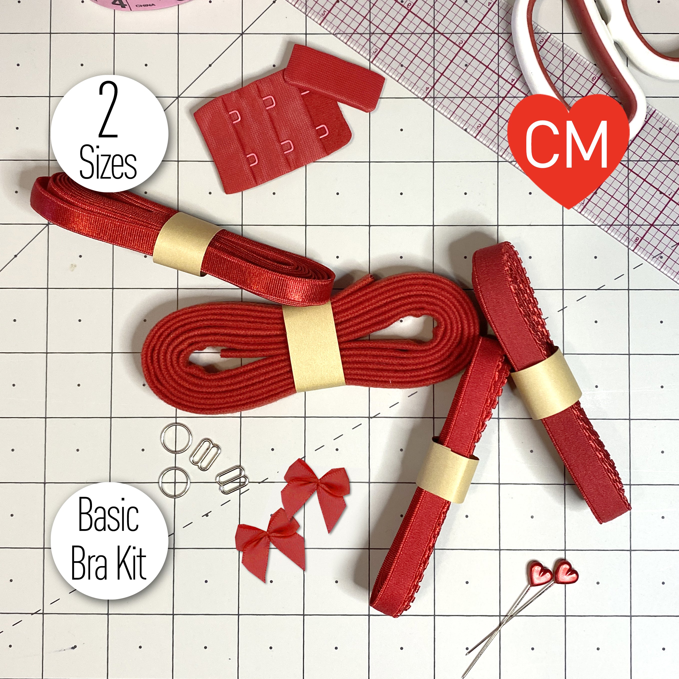 Basic Bra or Bralette Making Kit in Regal Red- 3/8 (10mm) or 1/2