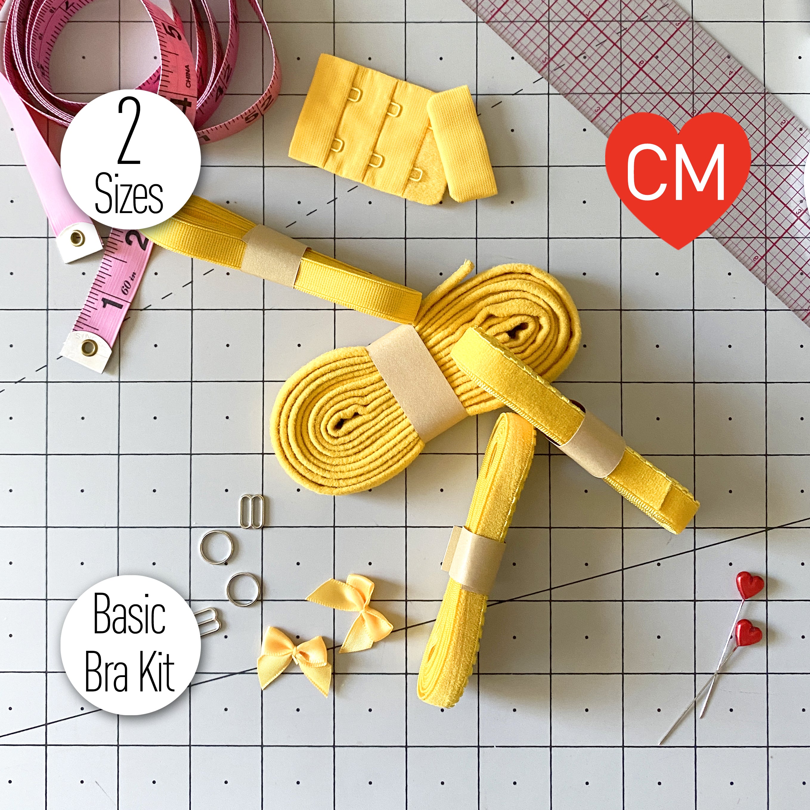 Basic Bra or Bralette Making Kit in Sunny Yellow- 3/8 (10mm) or 1