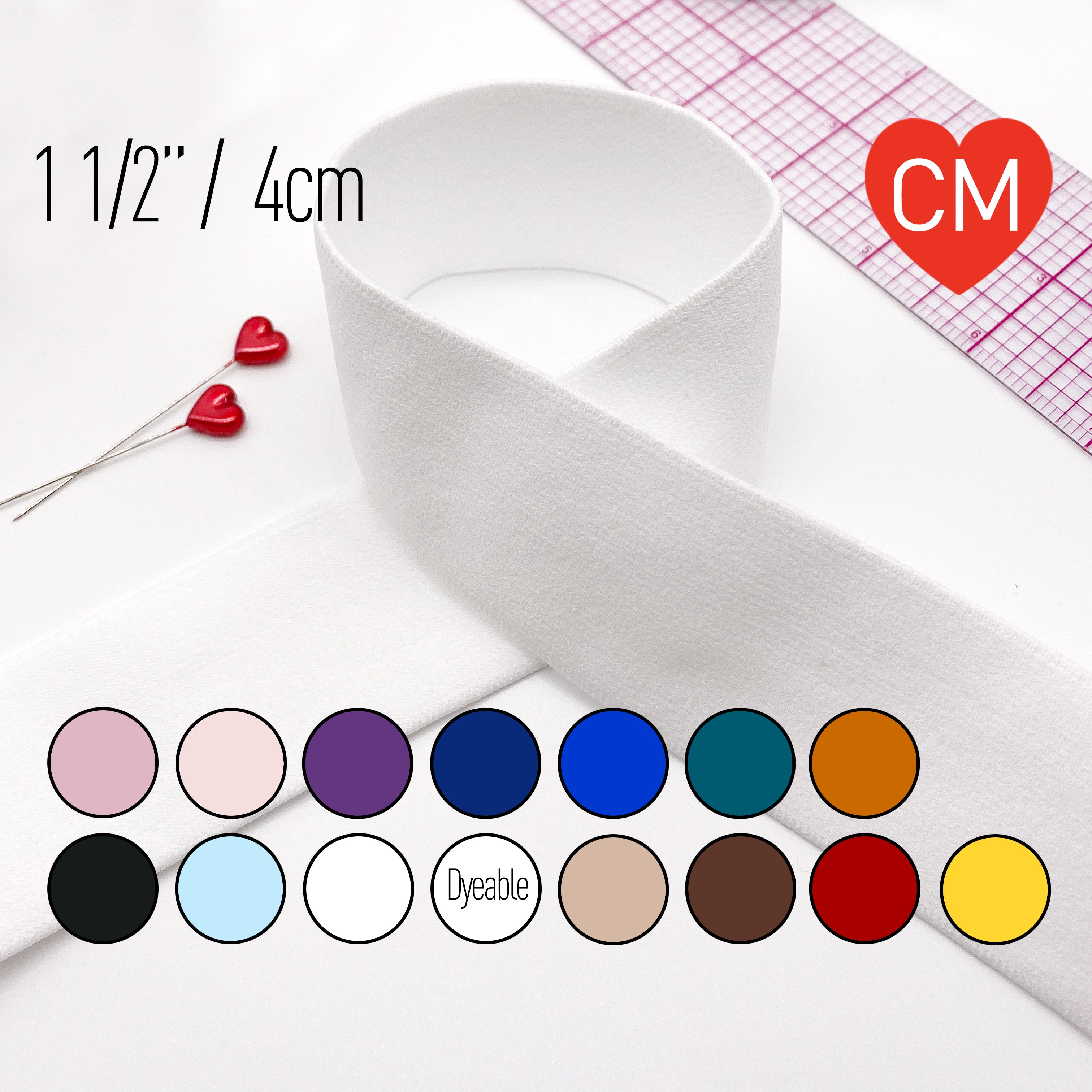 1 1/2" (4cm) Plush Soft Matte Elastic, Stretch Trim- 1 Yard - Stitch Love Studio