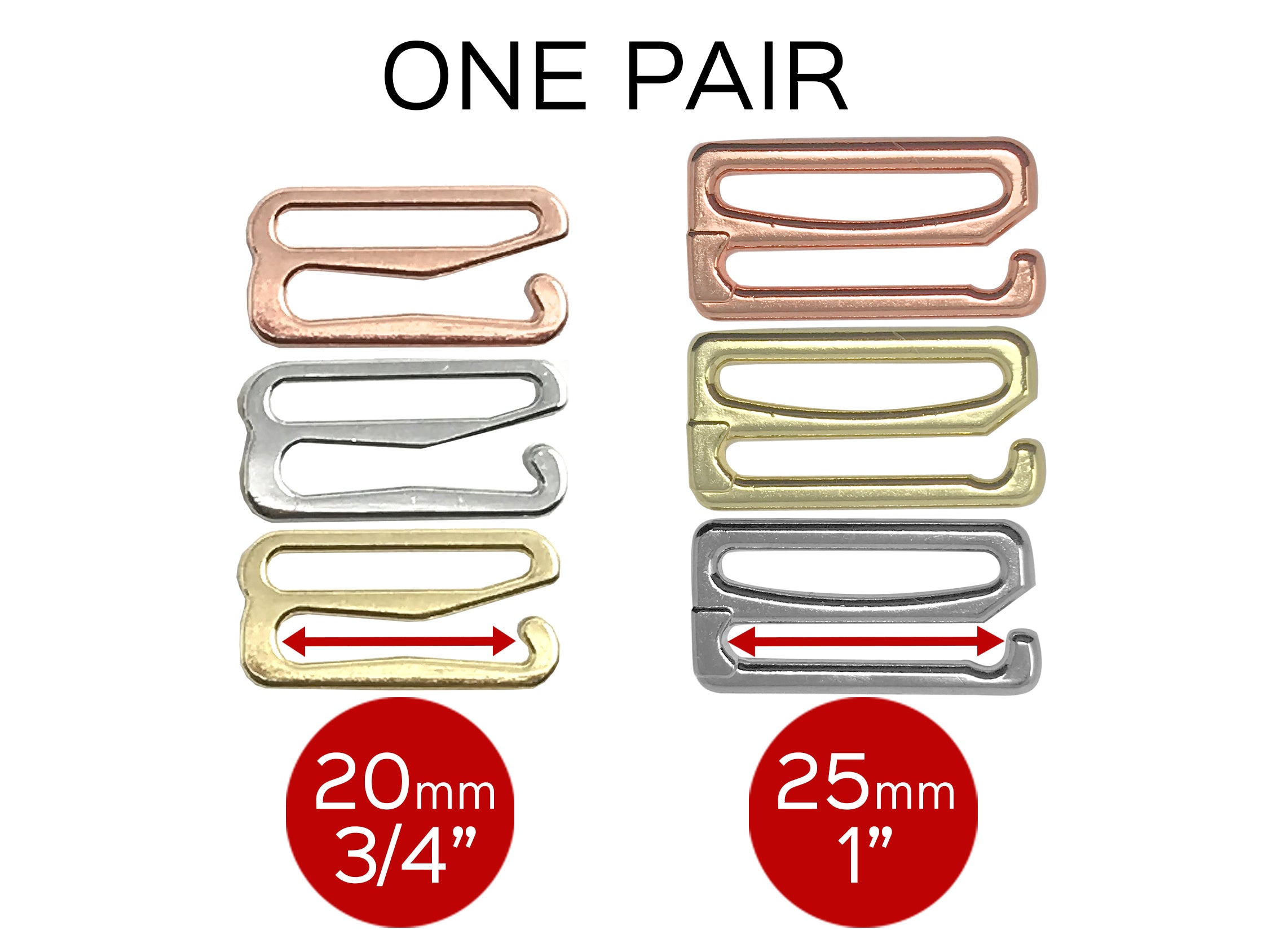 3/4" (20mm) or 1" (25mm) Bra Strap Slider Hooks- Set of 2 - Stitch Love Studio