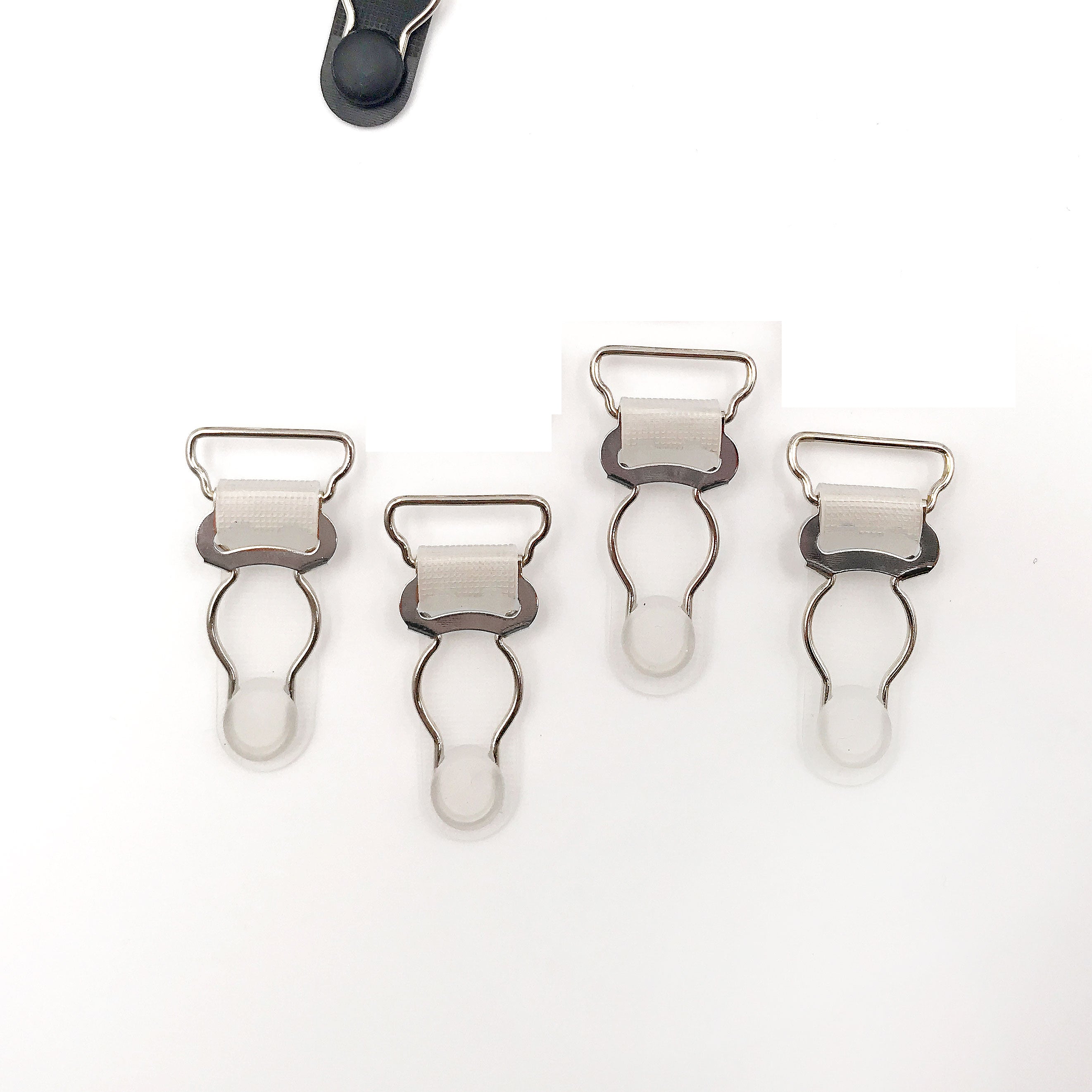 3/4" (20mm) Garter Clips for Lingerie in Clear/Silver or Black/Silver - Set of 4 - Stitch Love Studio