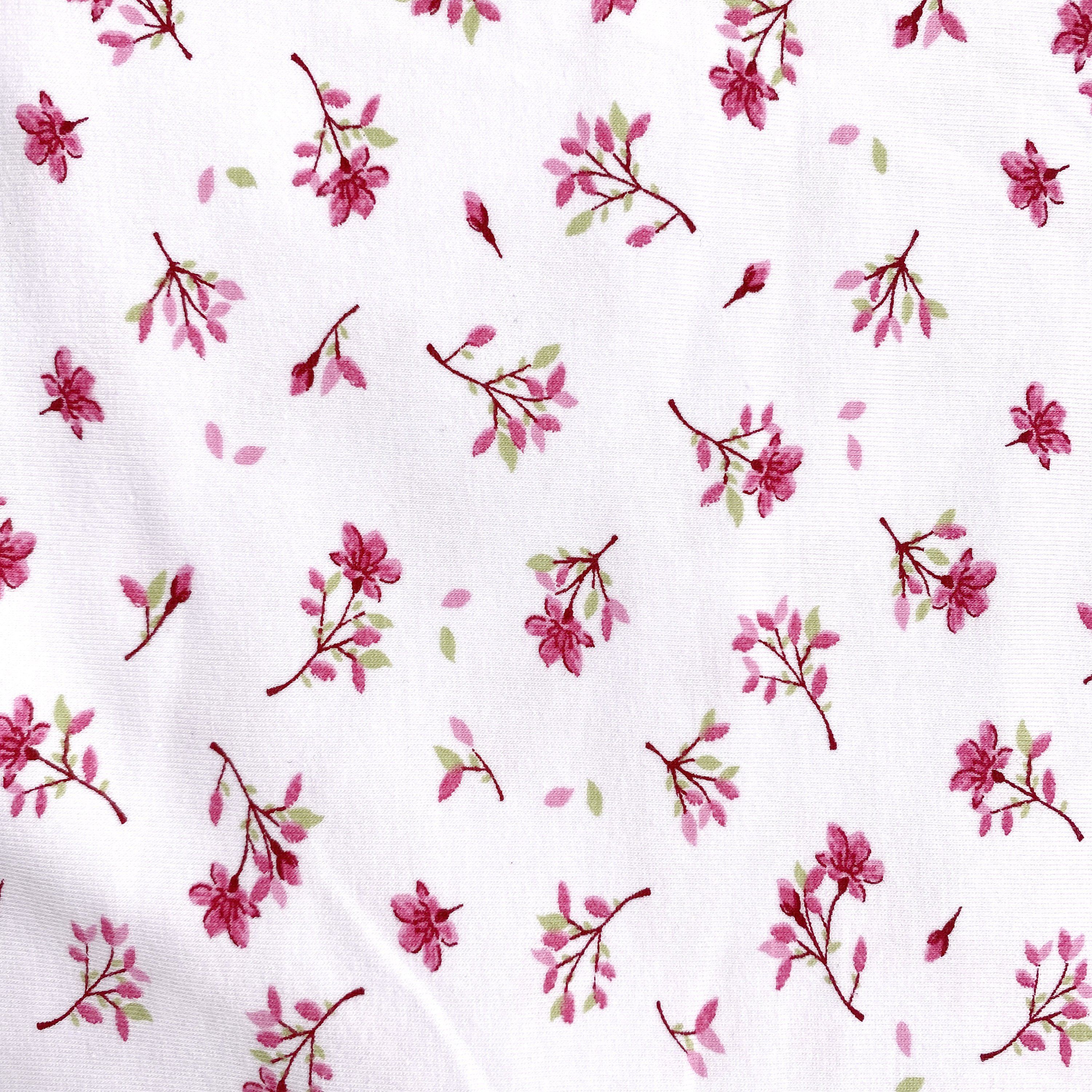 Cotton Spandex Knit Jersey Fabric, by the 1/2 Yard, in Blue or Pink Flowers Print - Stitch Love Studio