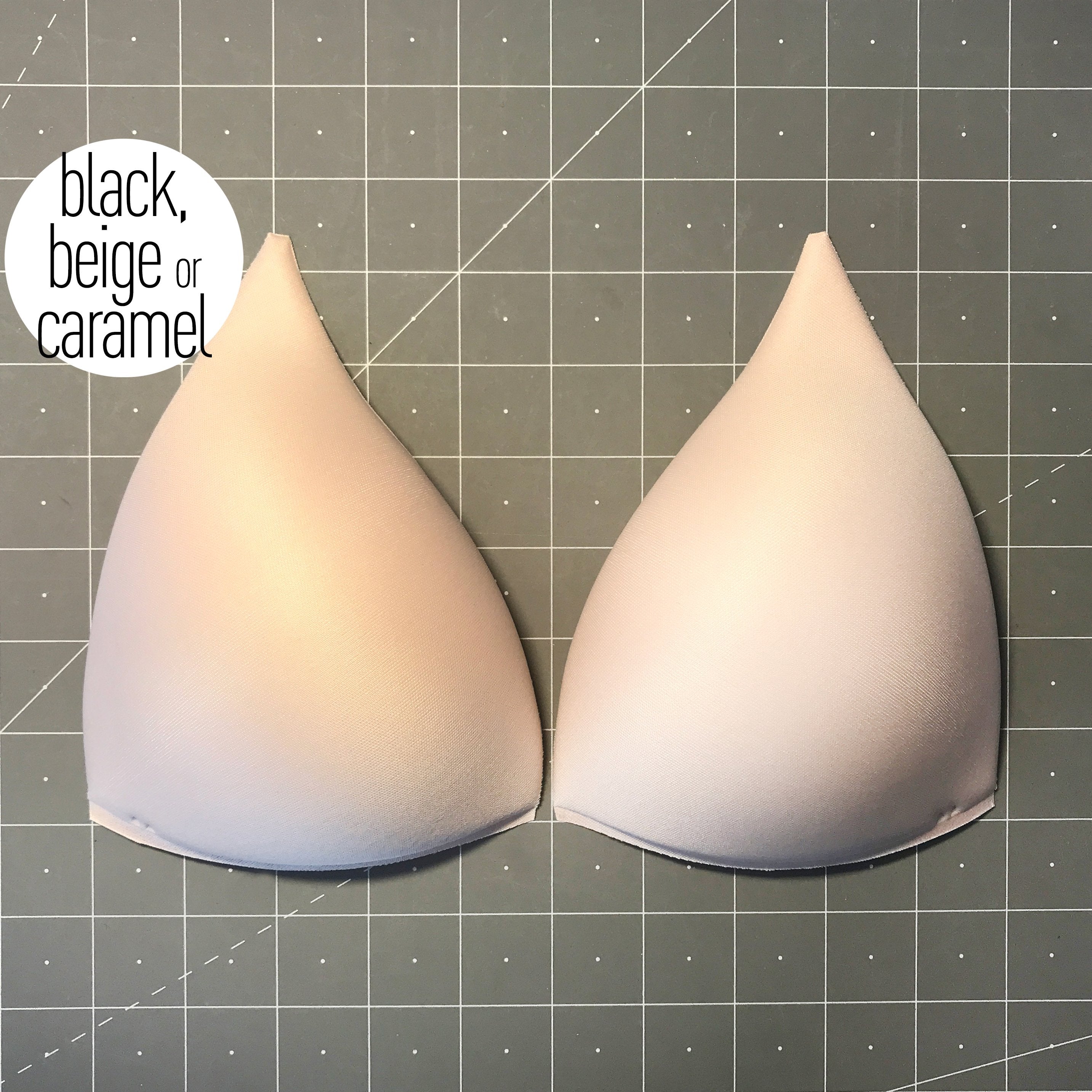 Molded Bra Cups, Long Triangular Shaped, Inserts or Sewn In for