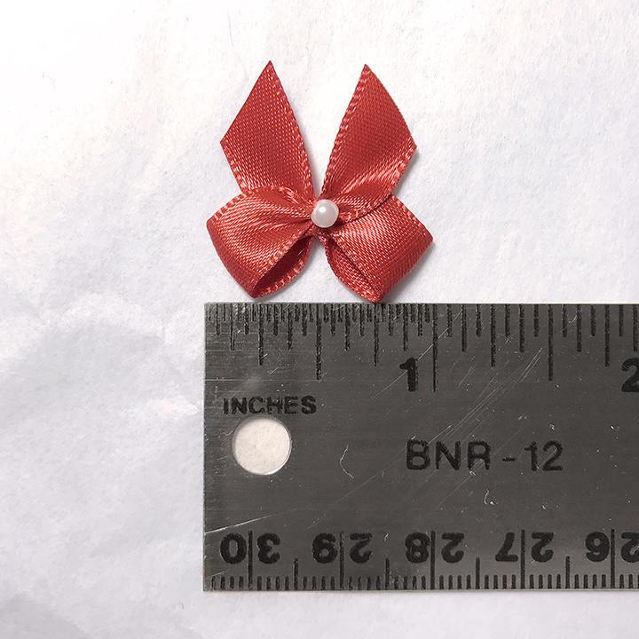 CLEARANCE– 1" (25mm) Small Satin Bows with Pearlesque Bead- 5 Pair - Stitch Love Studio