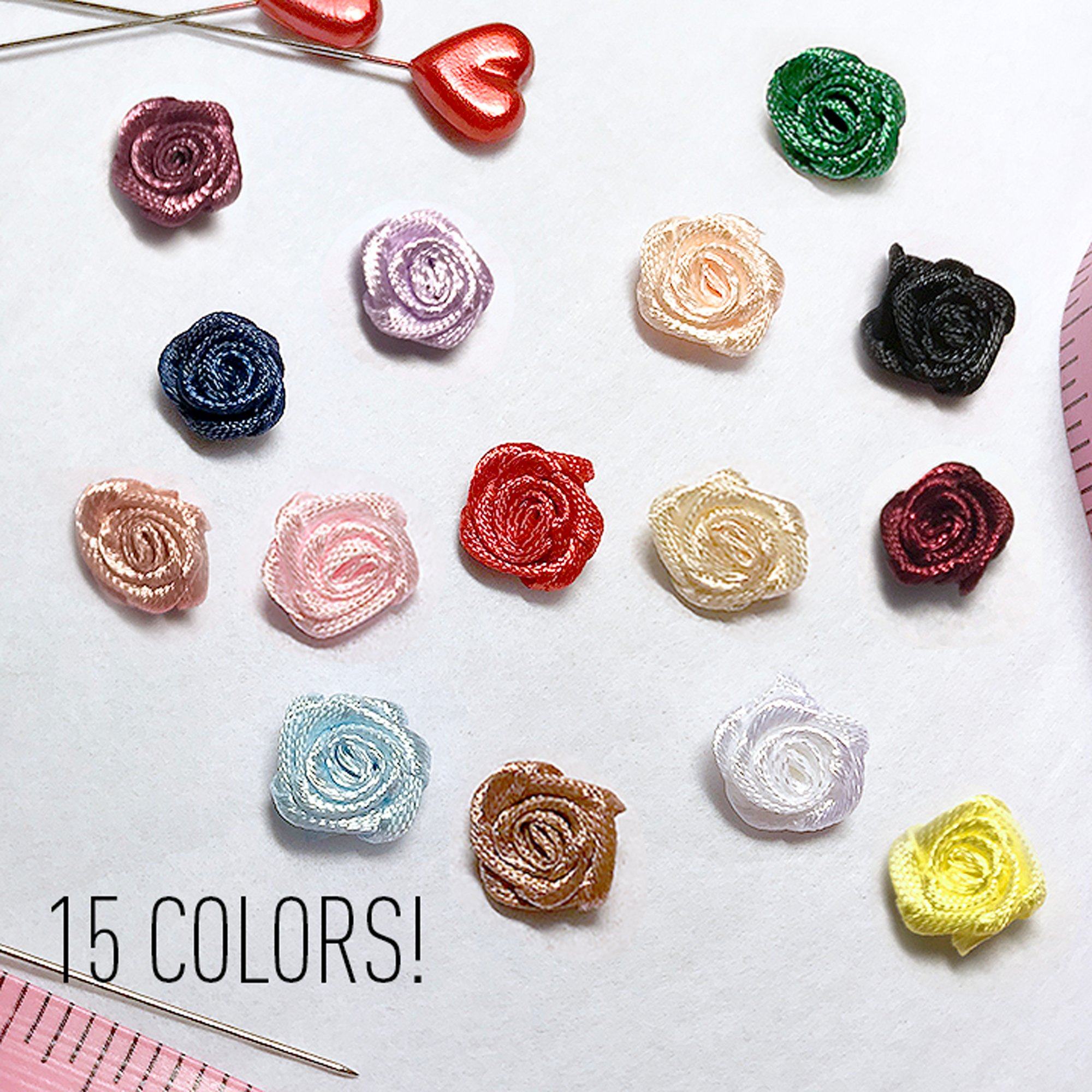 3/8" (10mm) Small Satin Rose Embellishments- Set of 4 - Stitch Love Studio