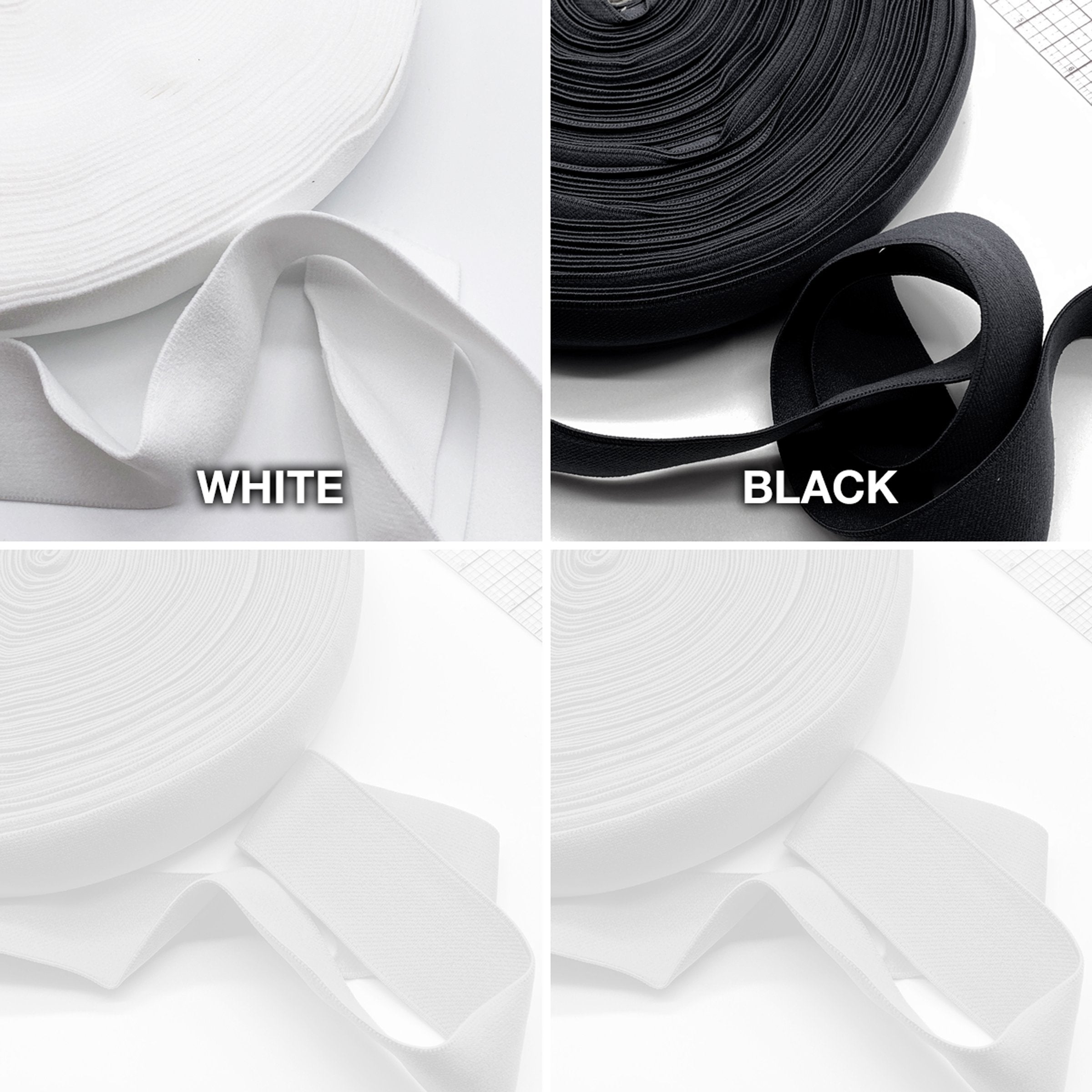 1 1/2" (4cm) Plush Soft Matte Elastic, Stretch Trim- 1 Yard - Stitch Love Studio