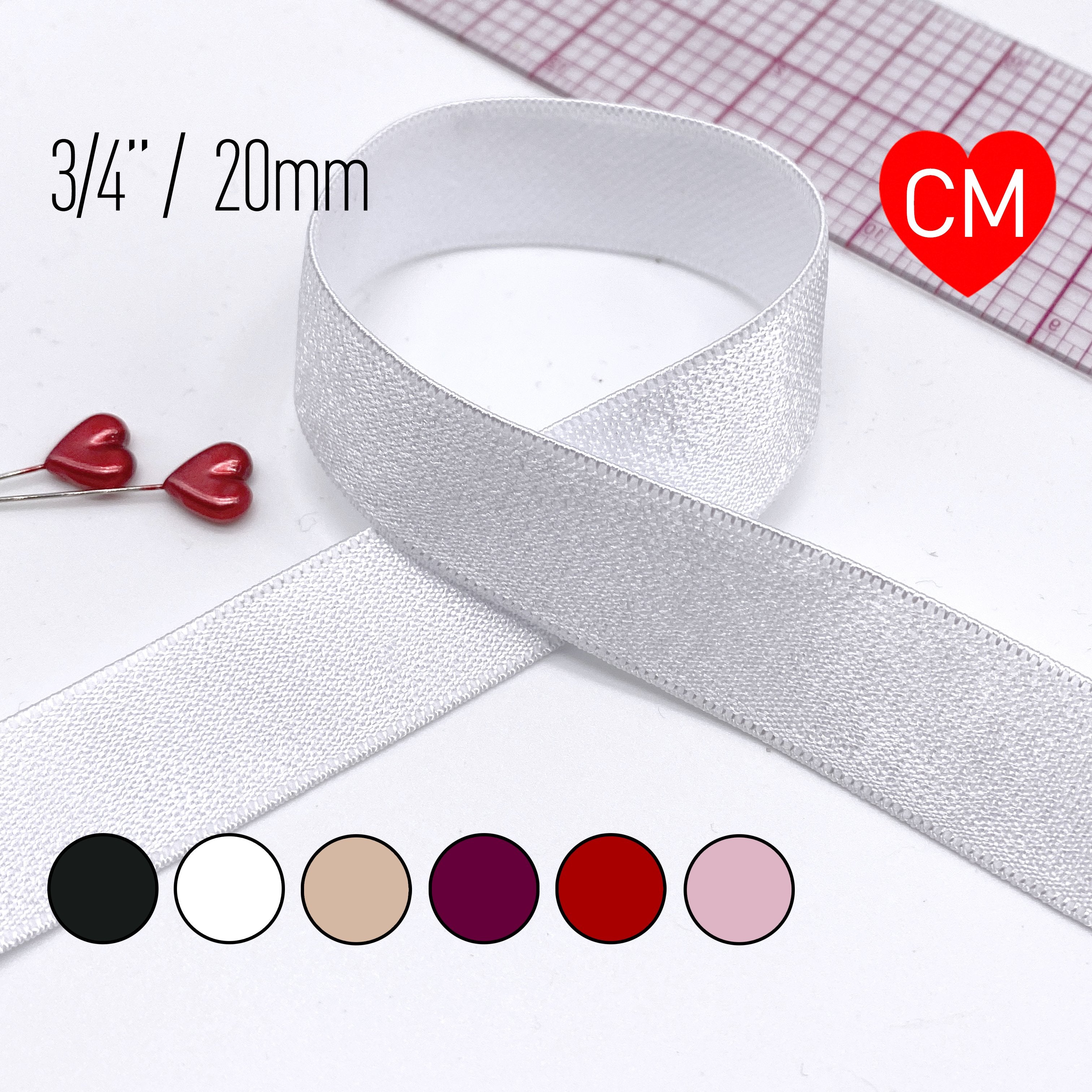 3/4" (20mm) Shiny, Plush Back Waist Elastic- 2 Yards - Stitch Love Studio