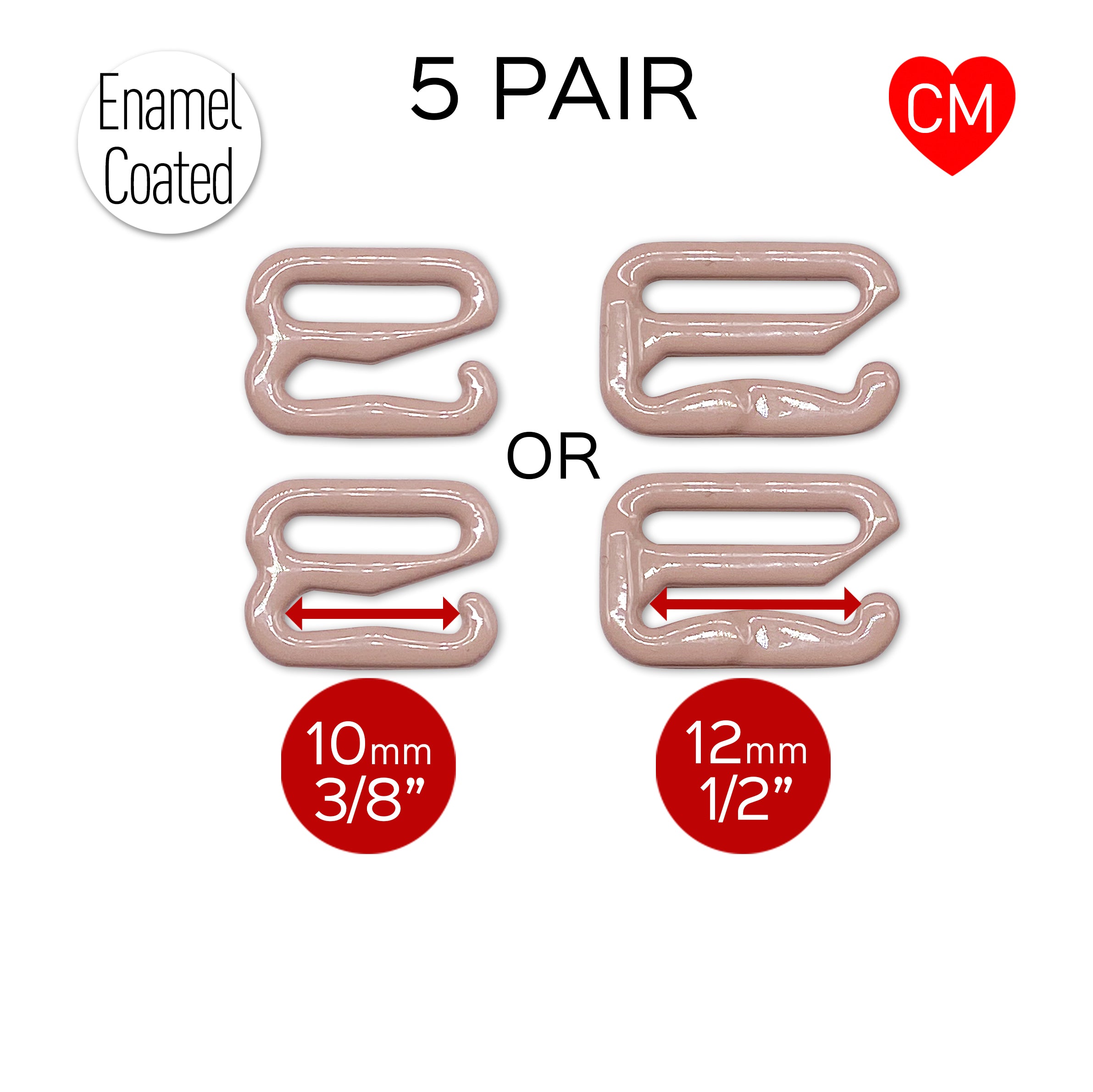 CLEARANCE- 5 Pair of Bra Strap Slider G Hooks in Enamel Coated