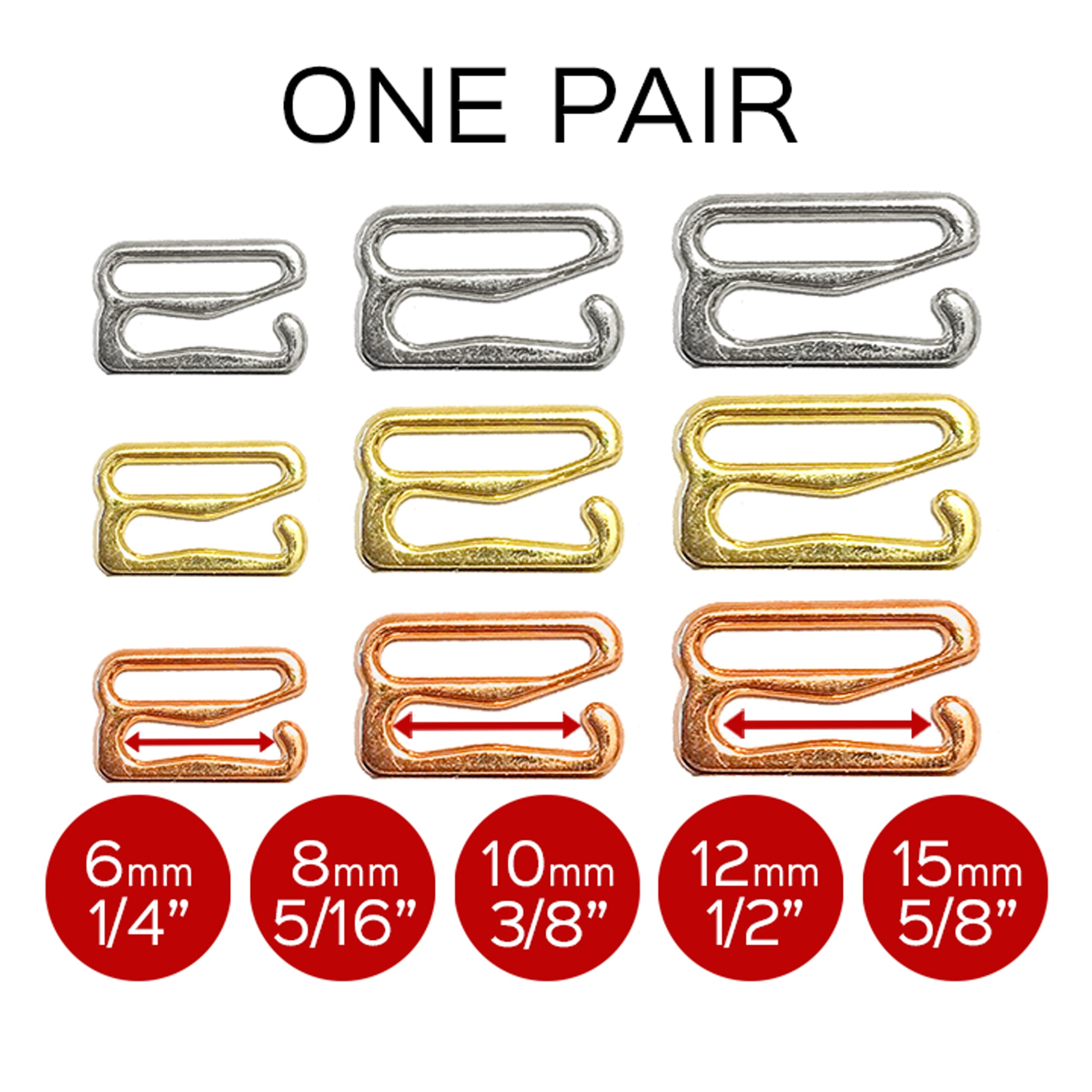 1/4" (6mm), 5/16" (8mm), 3/8" (10mm), 1/2" (12mm), 5/8" (15mm) Bra Strap Slider G Hook- Set of 2 - Stitch Love Studio