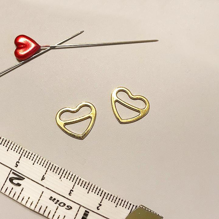 3/8" (10mm), 1/2" (12mm), 5/8" (15mm) Metal Heart-Shaped Bra Strap Sliders- Set of 2 - Stitch Love Studio