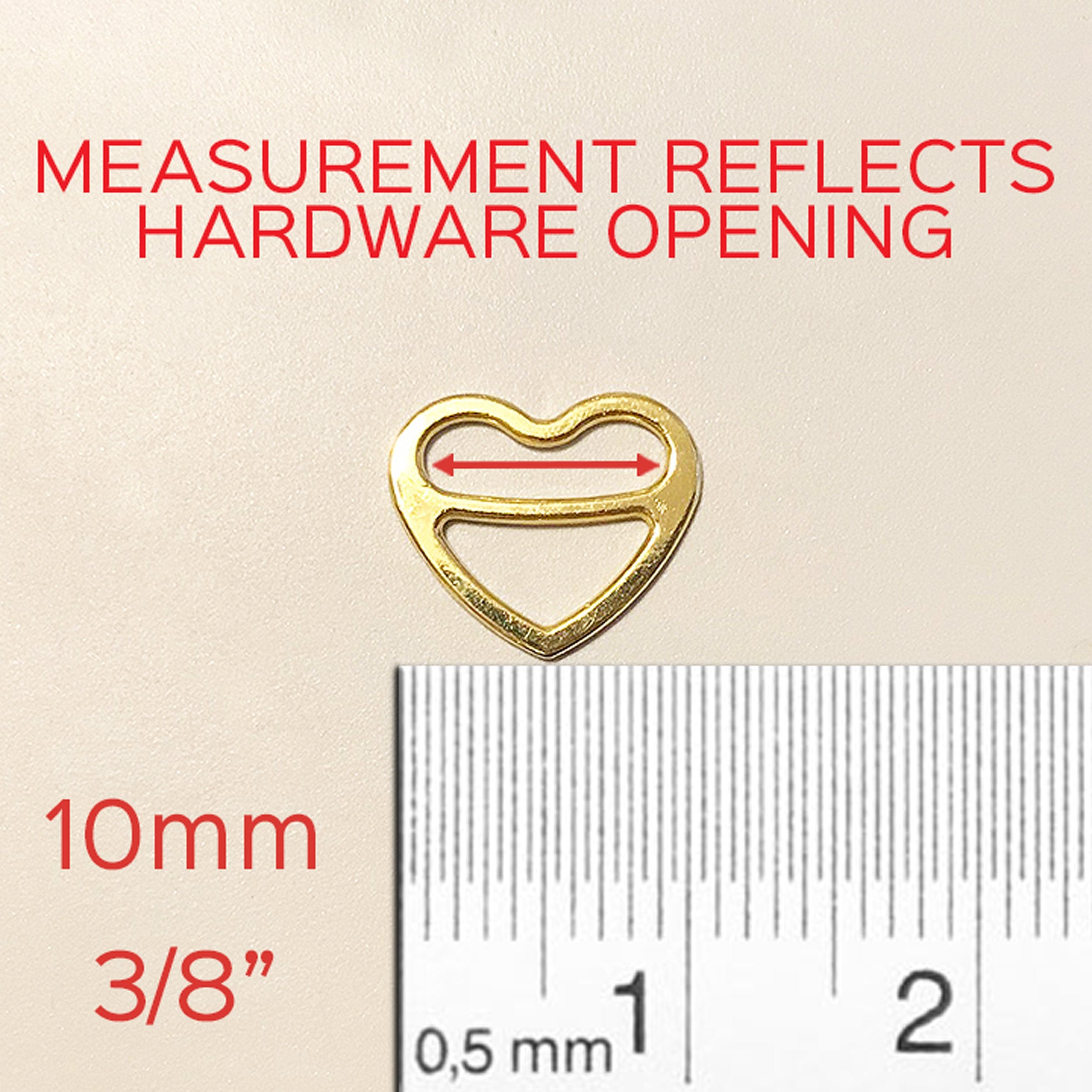 3/8" (10mm), 1/2" (12mm), 5/8" (15mm) Metal Heart-Shaped Bra Strap Sliders- Set of 2 - Stitch Love Studio