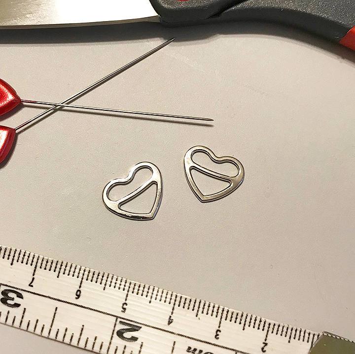 3/8" (10mm), 1/2" (12mm), 5/8" (15mm) Metal Heart-Shaped Bra Strap Sliders- Set of 2 - Stitch Love Studio
