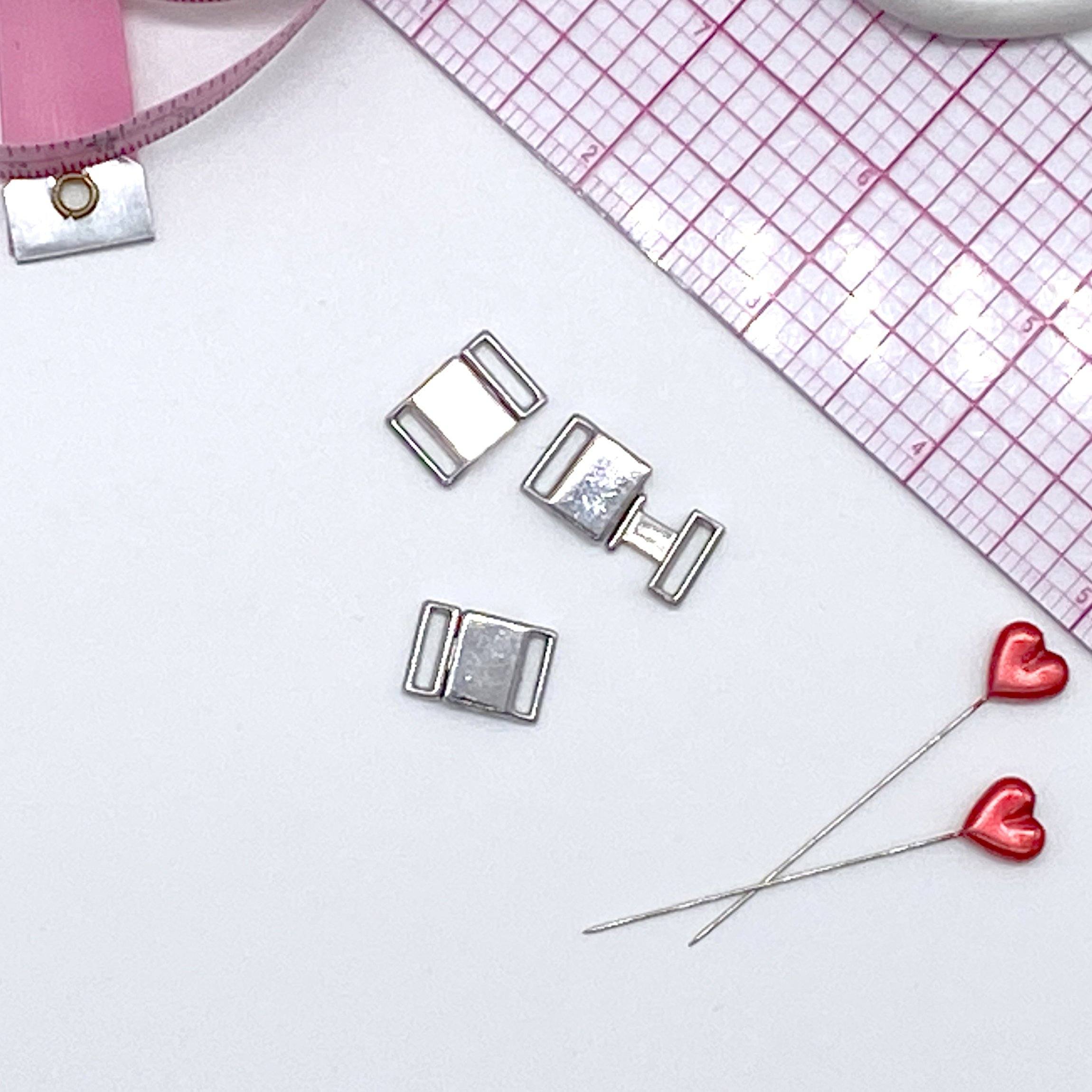 3/8" (9 mm) Metal Front Closures in Silver for Bra, for Swimwear or Lingerie - Stitch Love Studio