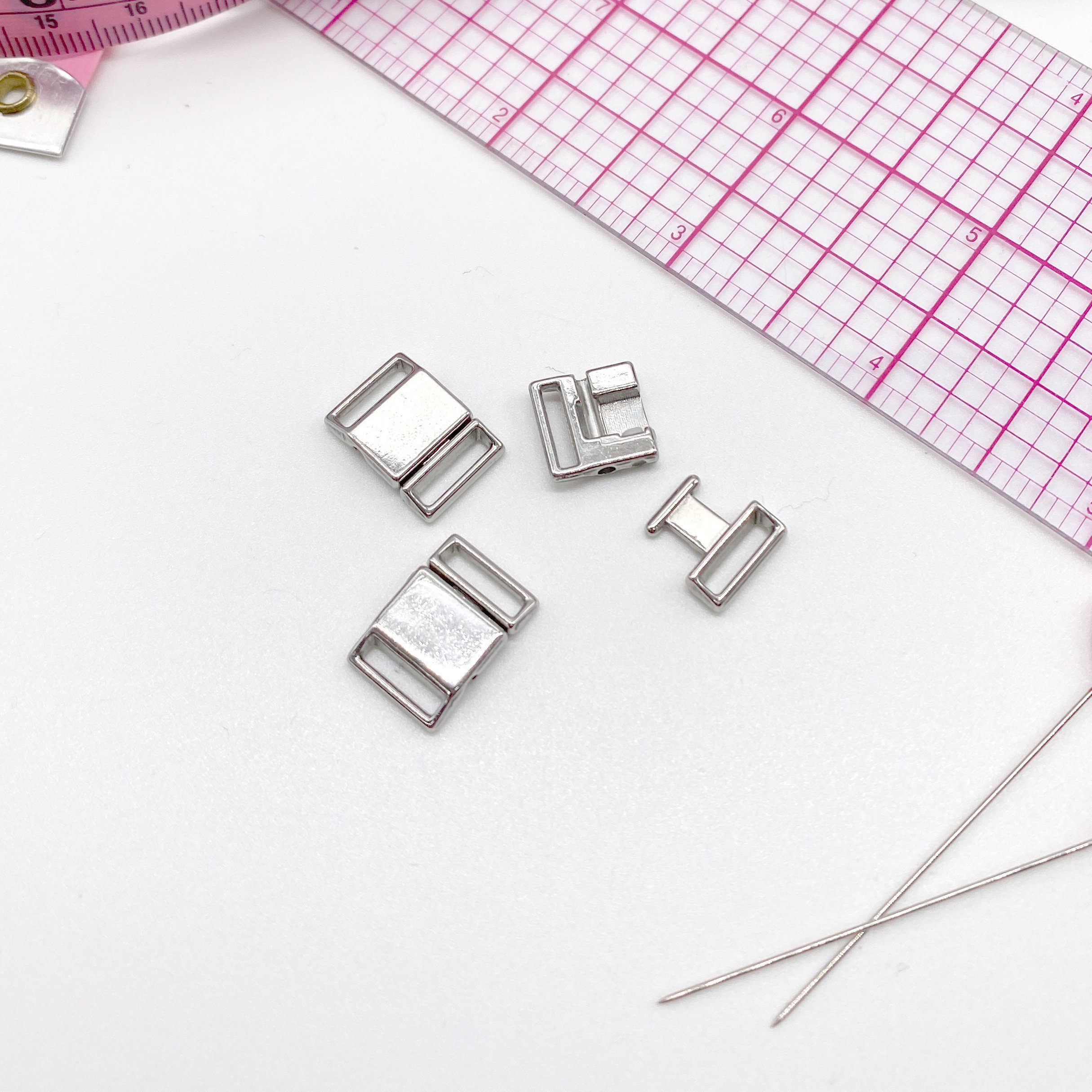3/8" (9 mm) Metal Front Closures in Silver for Bra, for Swimwear or Lingerie - Stitch Love Studio