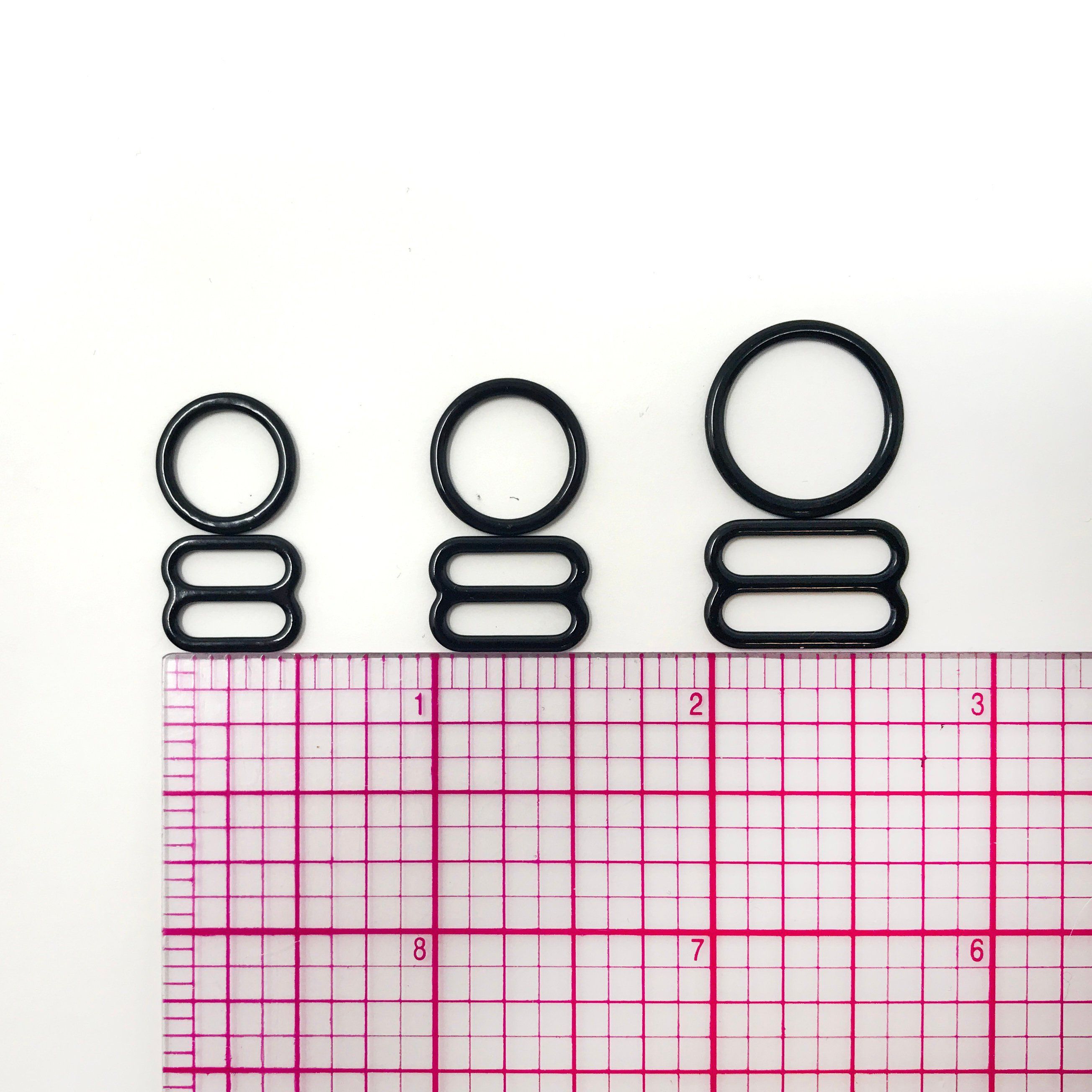 Set of 2 Rings OR 2 Sliders Bra Strap Sliders in Black- 3/8" (10mm), 1/2" (12mm), 5/8" (15mm), 1/4" (6mm) - Stitch Love Studio