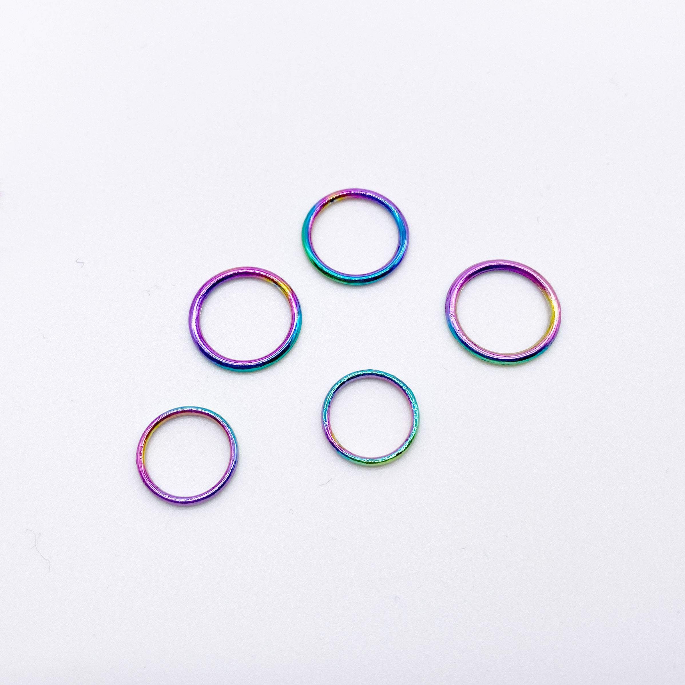 Set of 2 Rings OR 2 Sliders Bra Strap Sliders in Rainbow Colored for Bra making or Swimwear - 3/8"/10mm or 1/2"/12mm - Stitch Love Studio