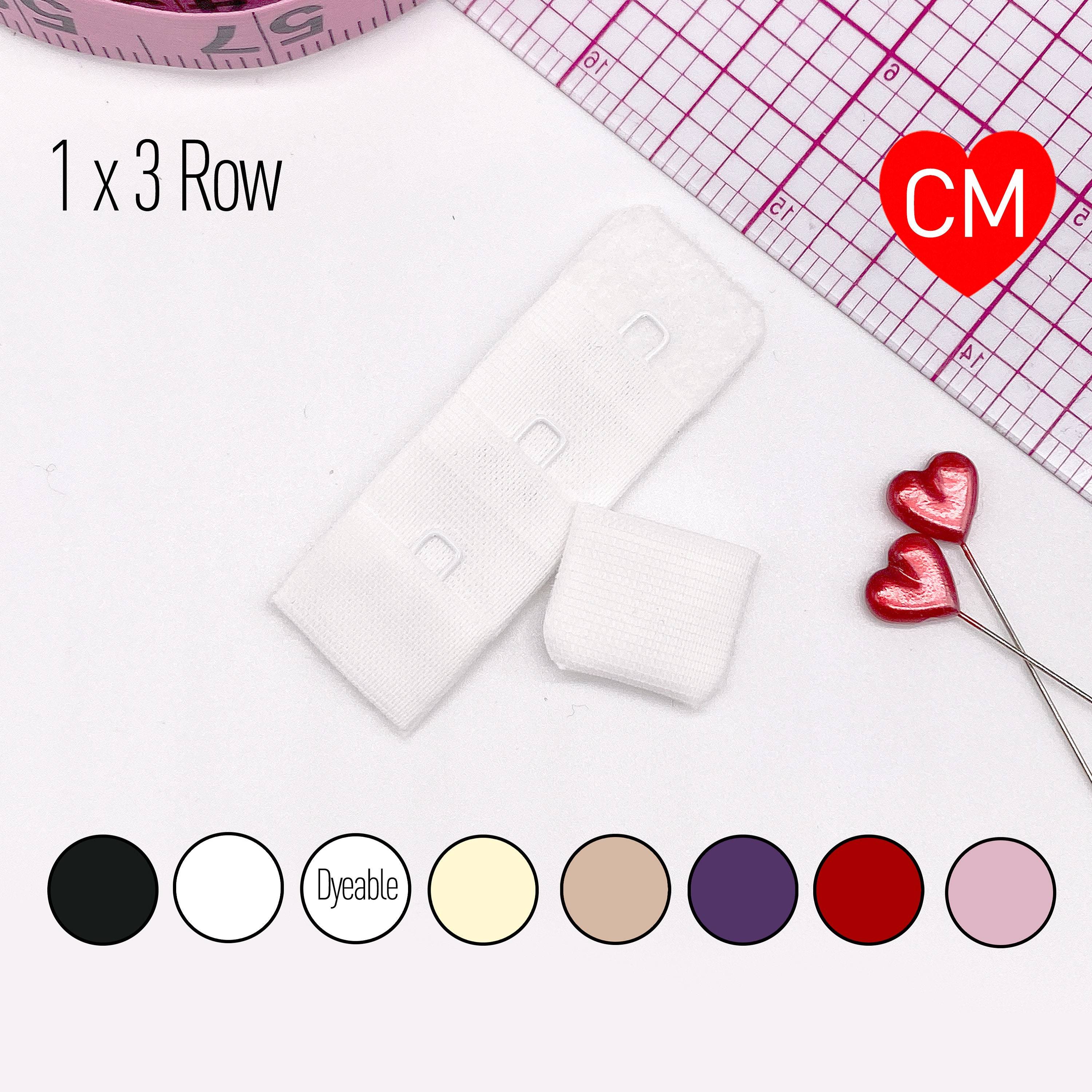 1 x 3 Row Hook and Eye, plush back for bra, bralette and garter making - Stitch Love Studio