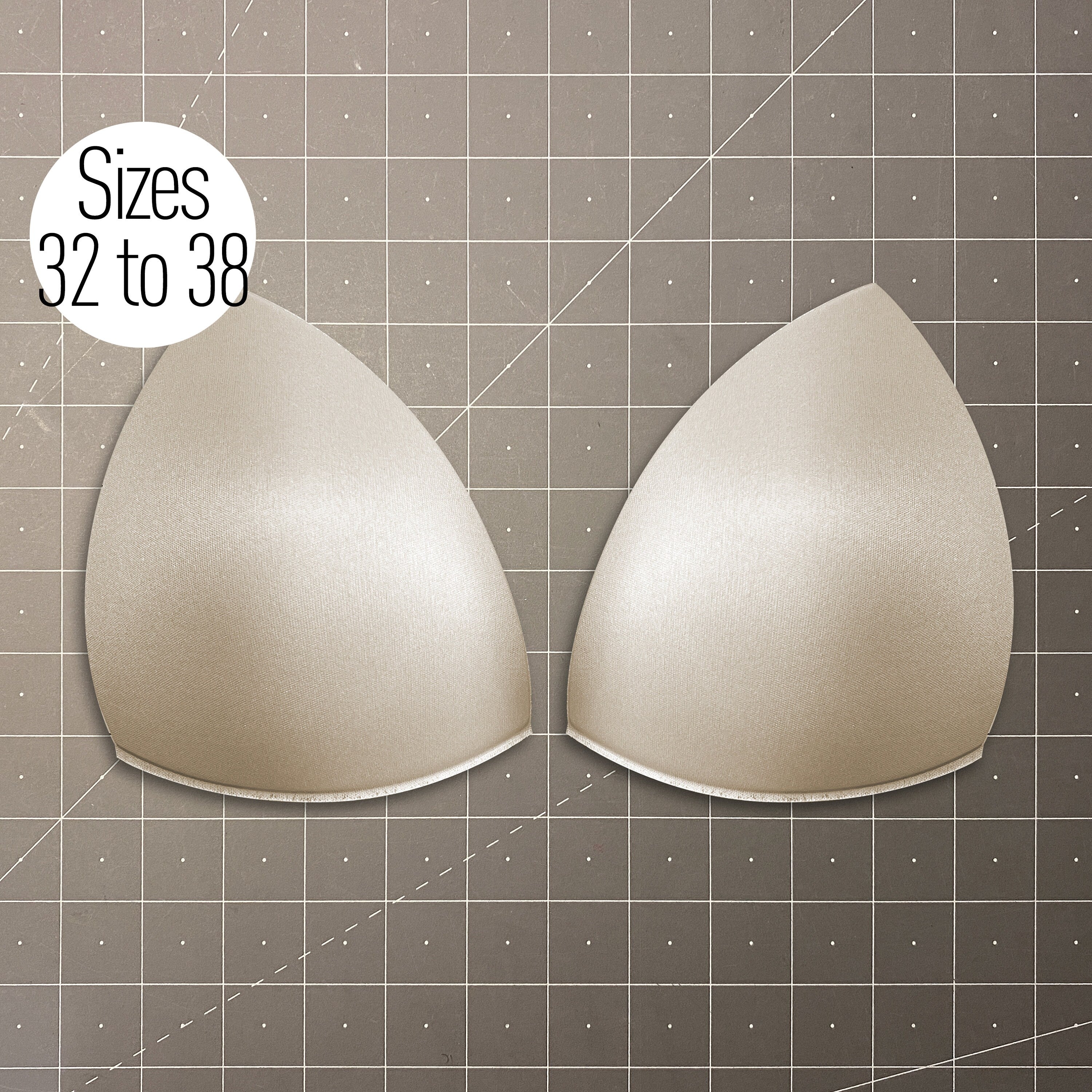 Push Up Triangular Shaped Style 2, Bra Cups or Sewn In for Lingerie, Swimwear, Dance Costumes, Dresses - Sizes 32-38 - Stitch Love Studio