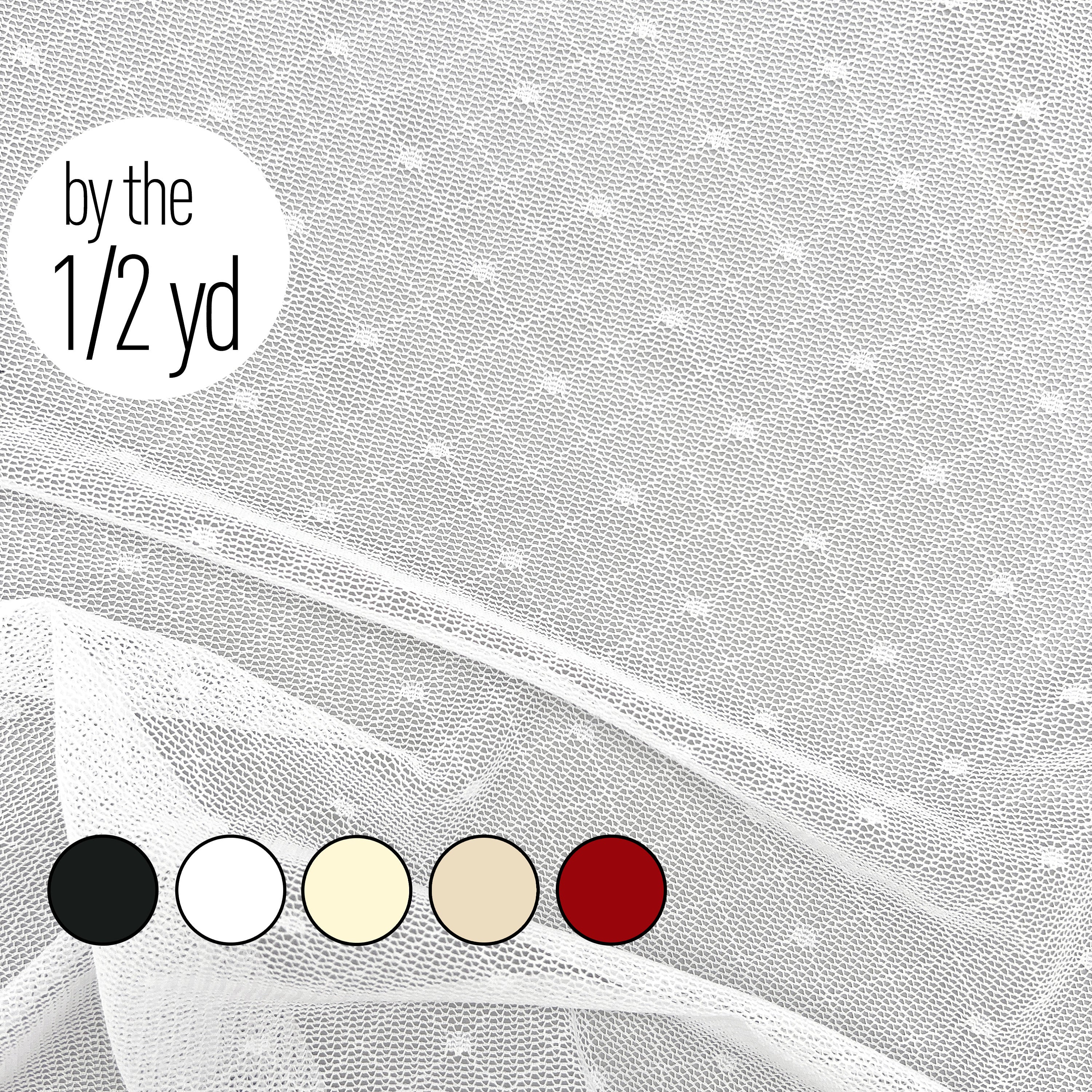 Dot Stretch Mesh Fabric, by the 1/2 Yard, Lightweight Power Mesh, High Quality - Stitch Love Studio