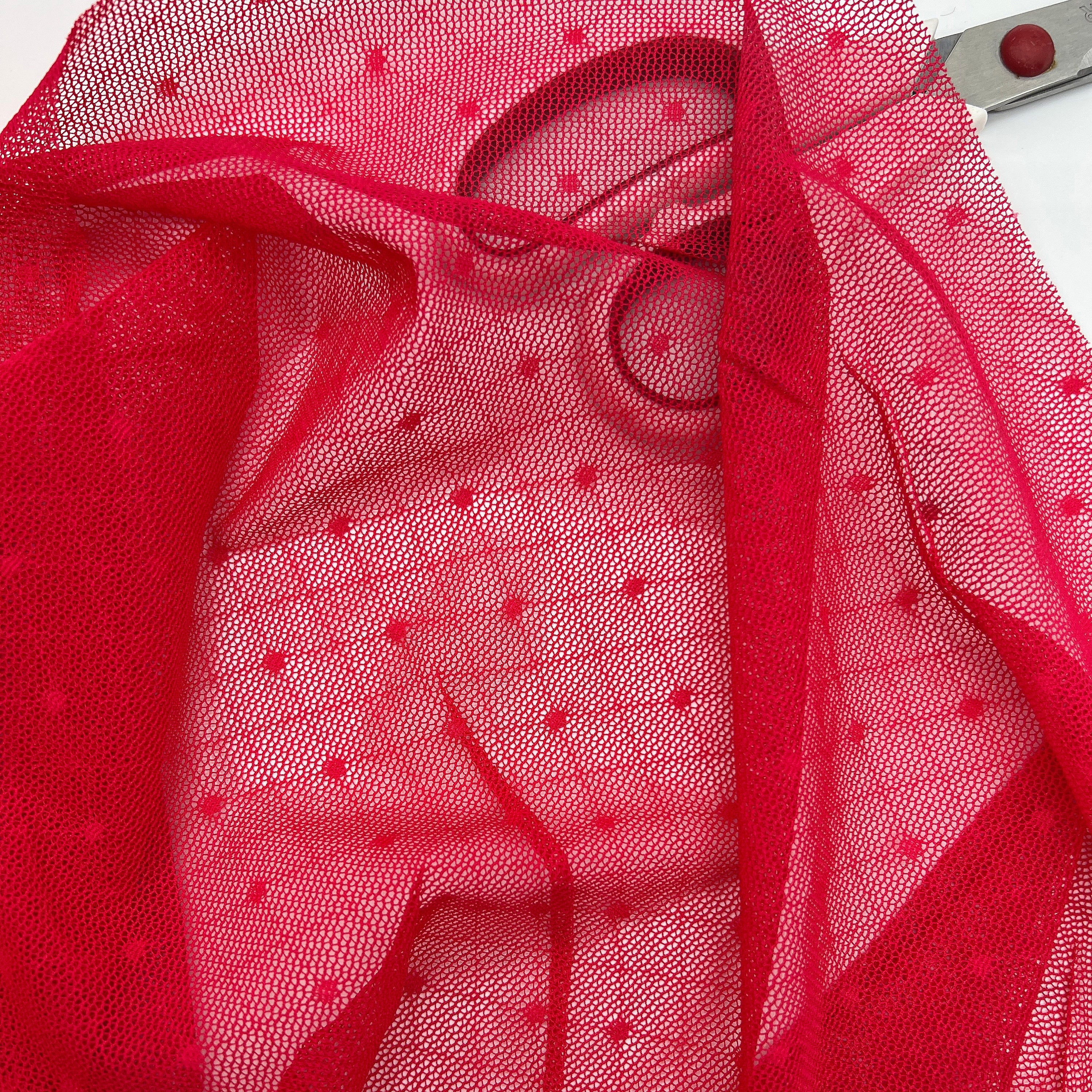 Dot Stretch Mesh Fabric, by the 1/2 Yard, Lightweight Power Mesh, High Quality - Stitch Love Studio