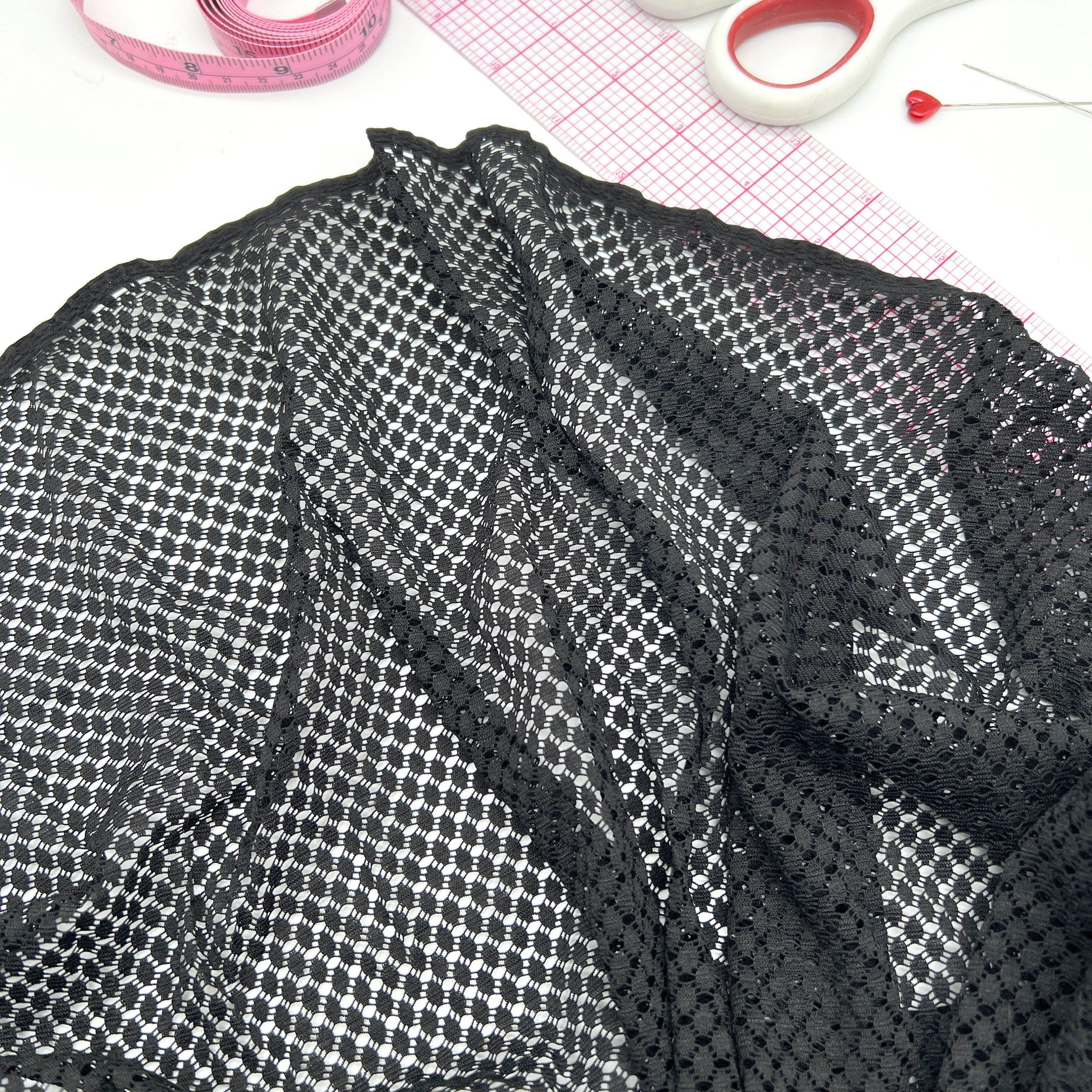 Geometric Stretch Mesh Fabric, by the 1/2 Yard, Lightweight Power Mesh, High Quality - Stitch Love Studio