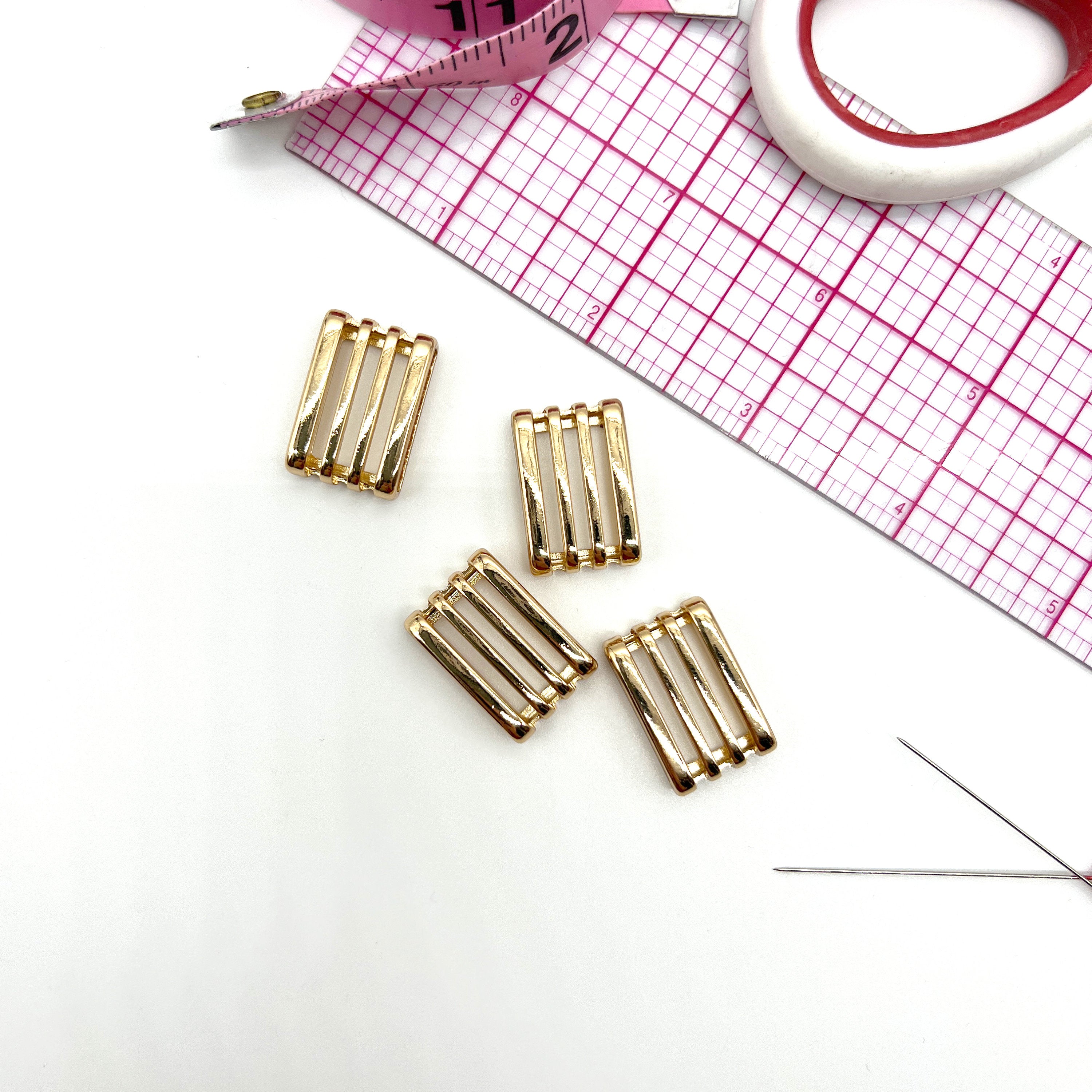 3/4" (20mm) Decorative Metal Slider in Gold for Swimwear, Lingerie or Bra Making- Set of 2 - Stitch Love Studio