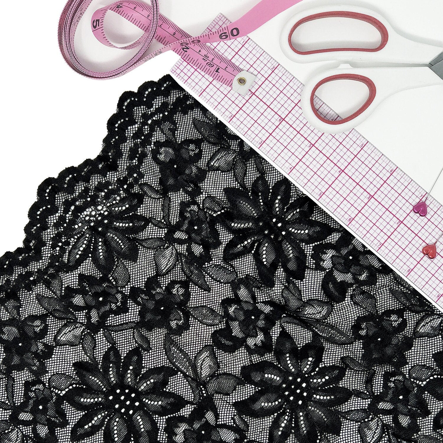 Allover Lace Non-Stretch Lace in Floral Black – 1 Yard - Stitch Love Studio