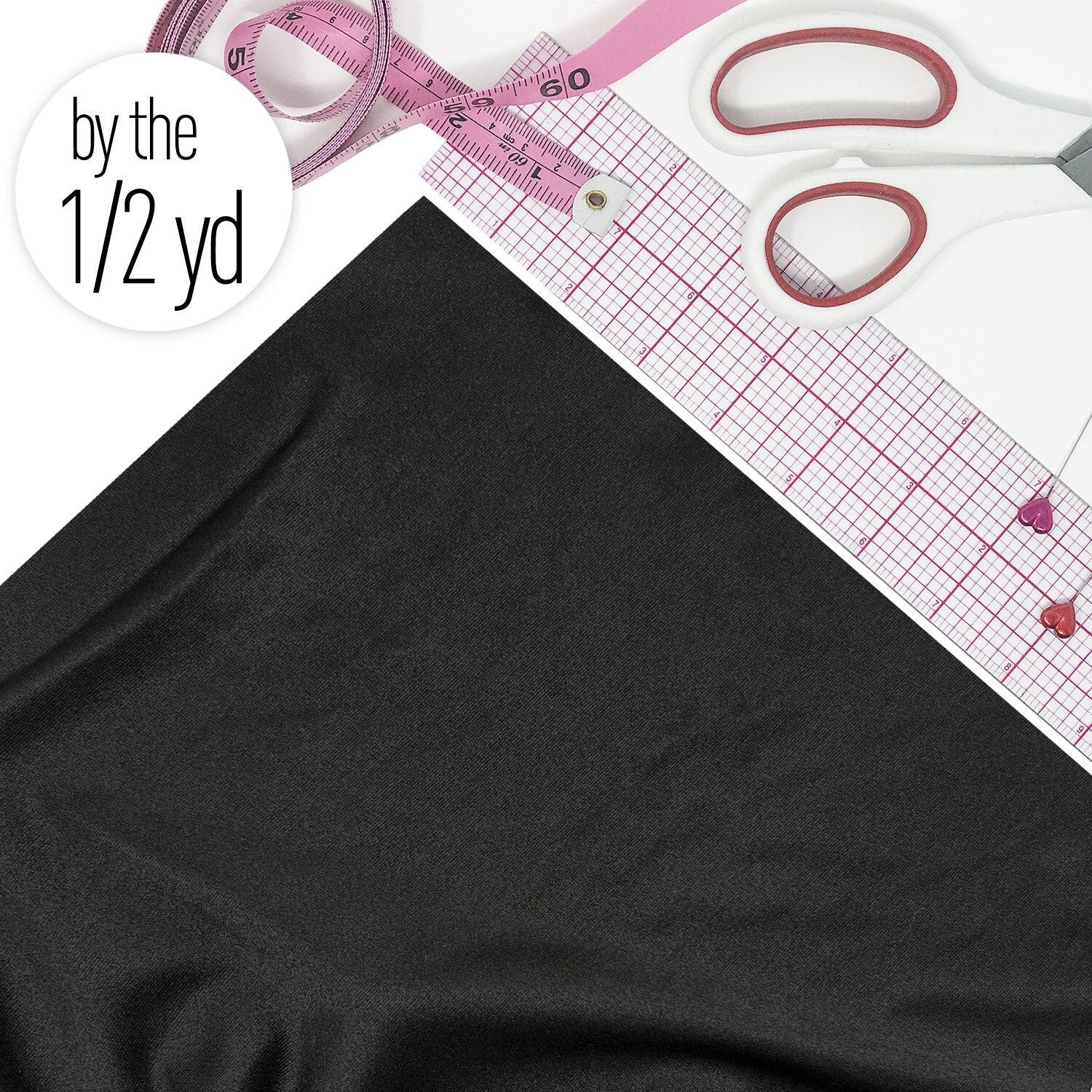 Compression Tricot Fabric lightweight, Black- by the 1/2 yd - Stitch Love Studio
