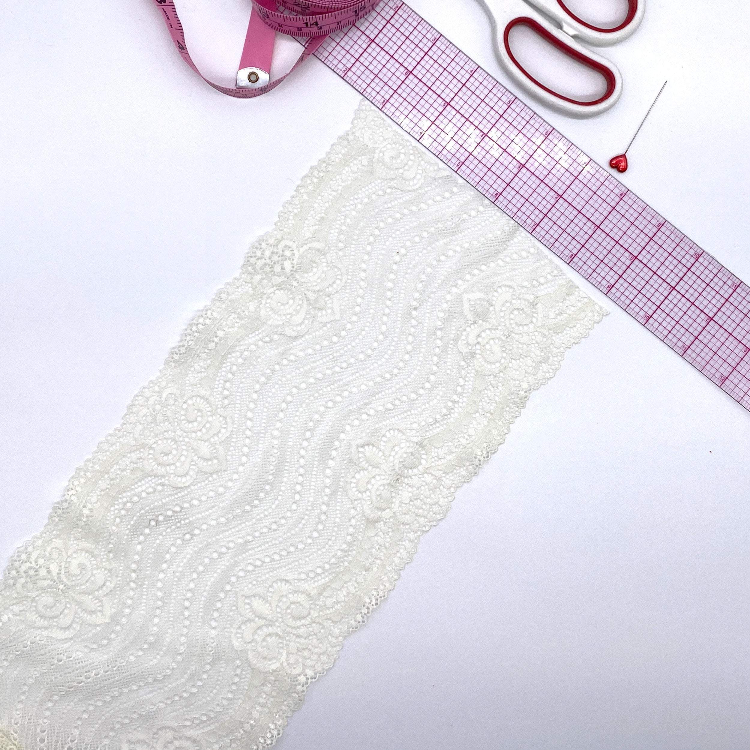 6 1/4" (16cm) Stretch Lace, Soft, High-Quality in White, Black, Ivory or Red- by the 1 yard - Stitch Love Studio
