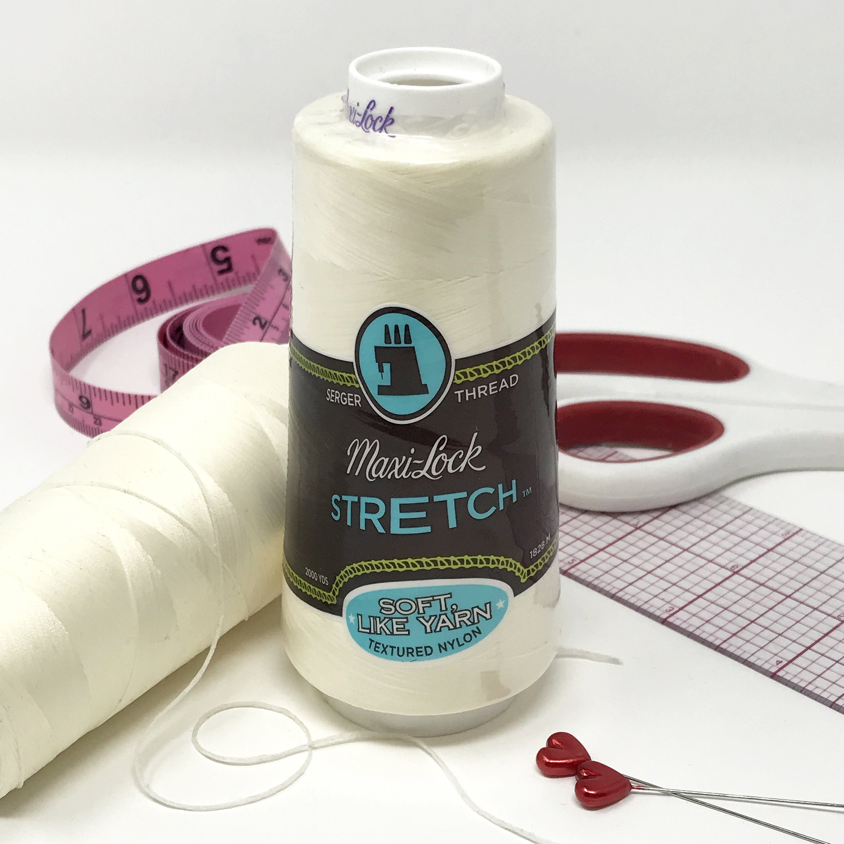 Stretch Thread Textured Nylon Thread for Bobbin or Looper. Maxi-Lock, 2000 Yards - Stitch Love Studio