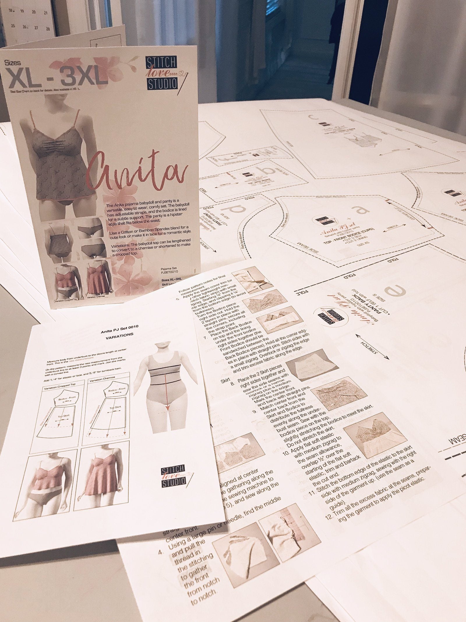 PDF "Anita" Babydoll and Panty Set Sewing Pattern, Sizes XS-L - Stitch Love Studio