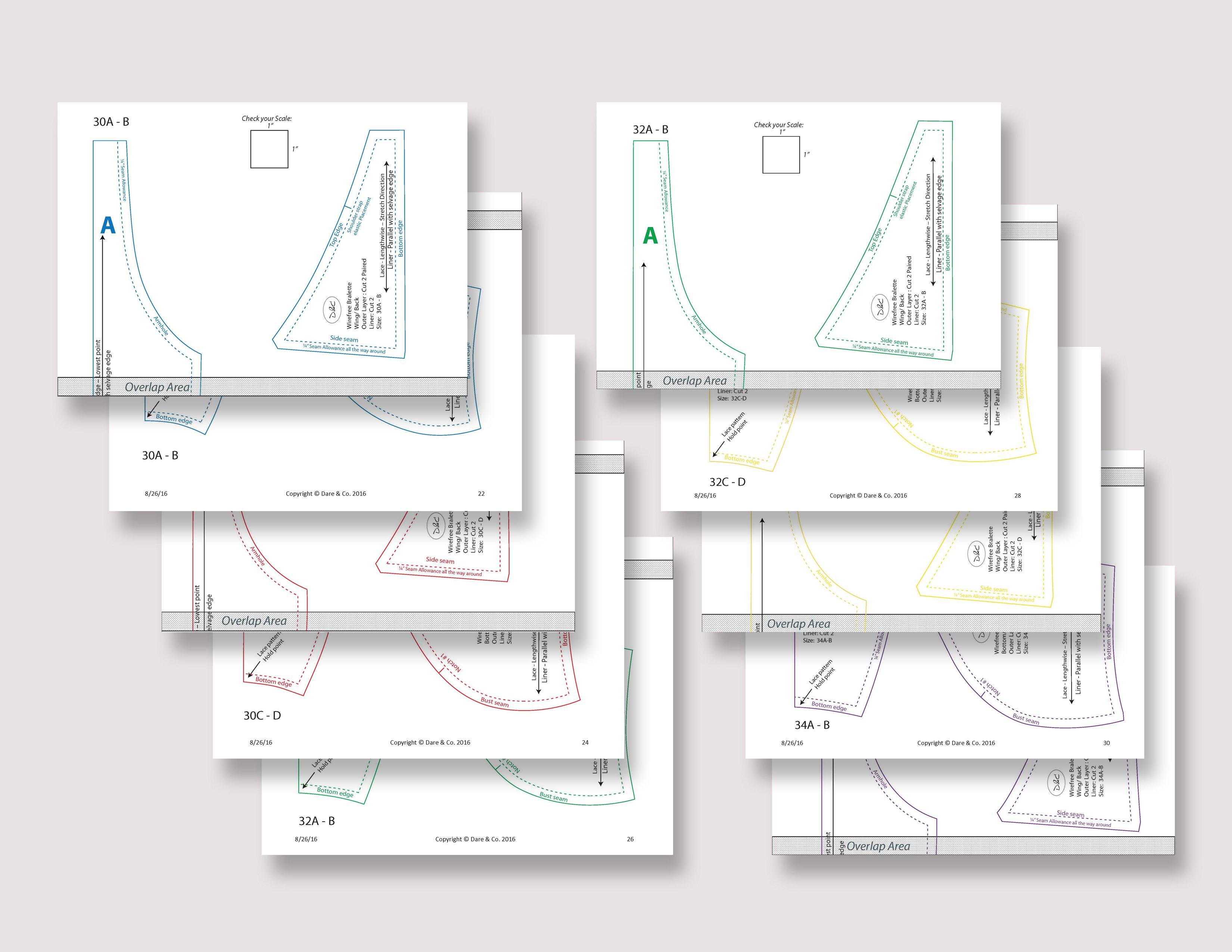 PDF Dare & CoSewing Pattern. Wire-Free Lace Bralette- Sizes: 32-36 AB – CD, 38AB - Stitch Love Studio