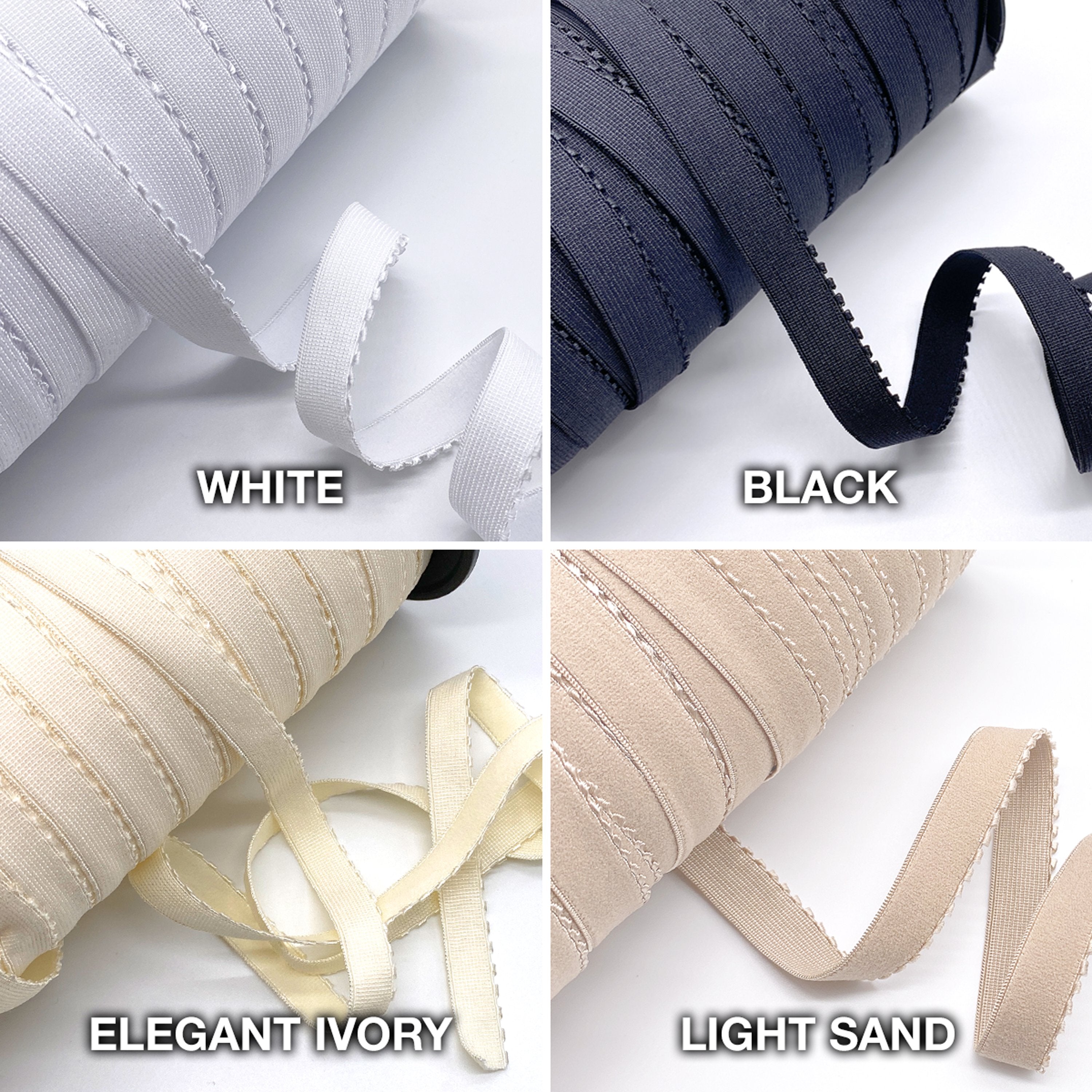 3/8" (10mm) Picot Elastic, Soft, Plush Back- 2 Yards - Stitch Love Studio