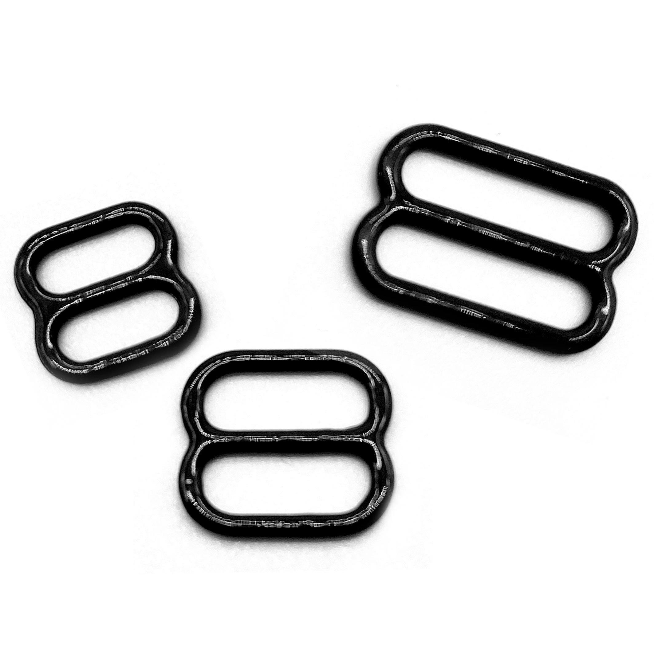 CLEARANCE- 5 Pair of Rings OR Sliders Bra Strap Sliders in Black Enamel for Bra making or Swimwear - 1/4"/6mm, 3/8"/10mm, 1/2"/12mm - Stitch Love Studio