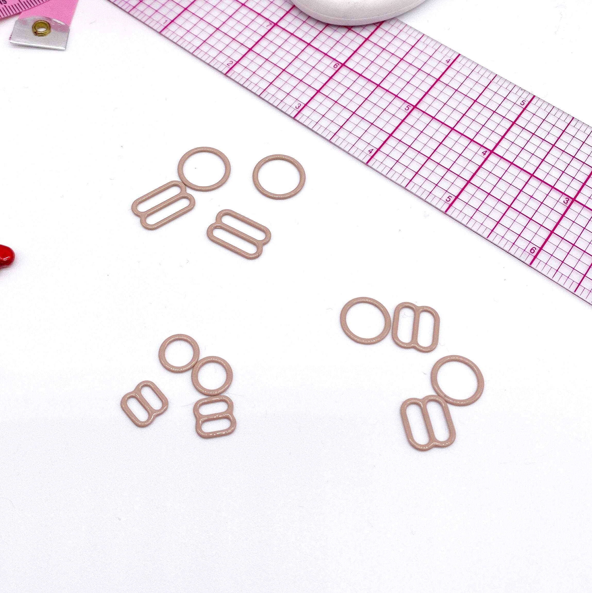 CLEARANCE- 5 Pair of Rings OR Sliders Bra Strap Sliders in Deep Beige for Bra making or Swimwear - 1/4"/6mm, 3/8"/10mm, 1/2"/12mm - Stitch Love Studio