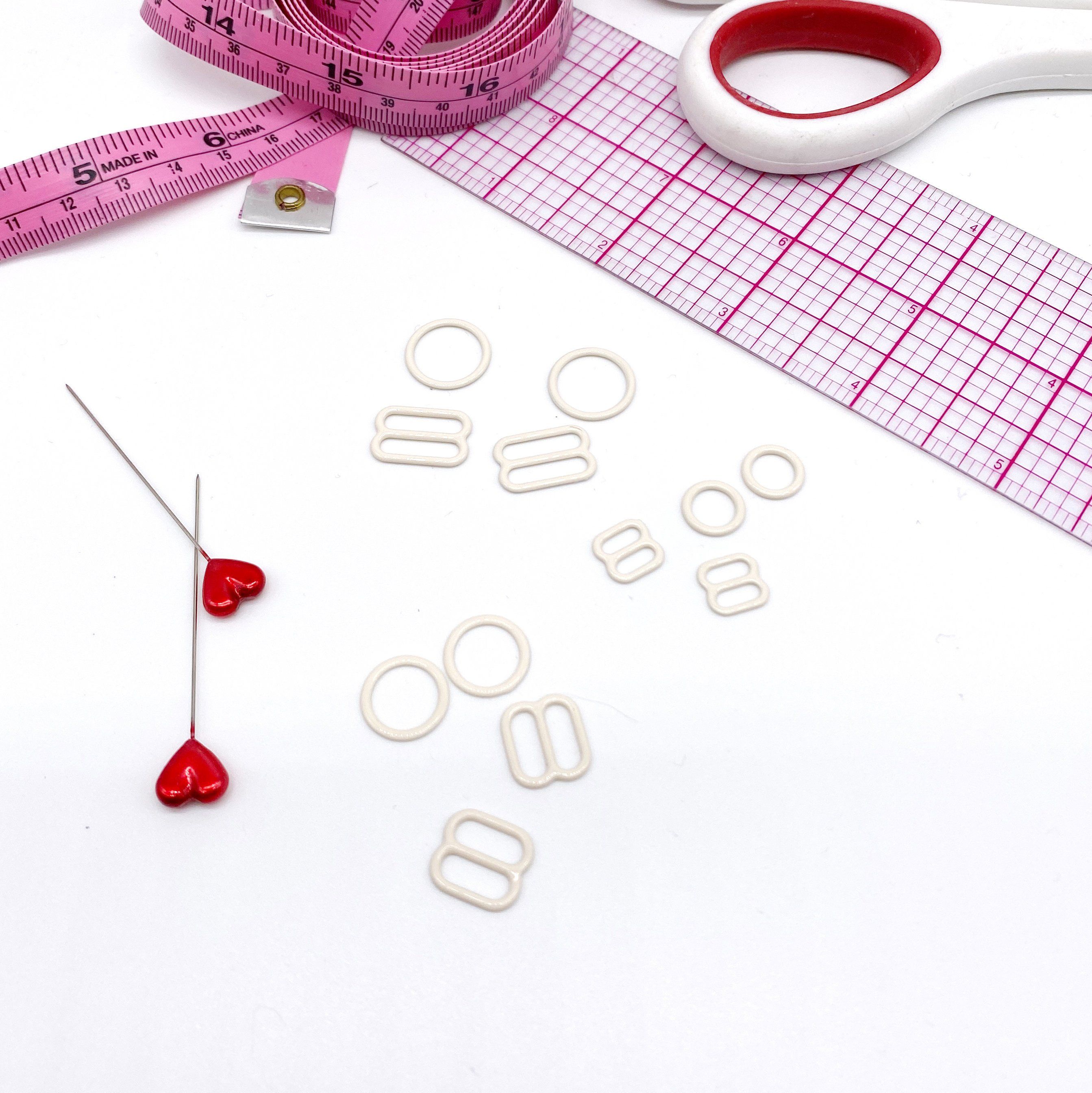 CLEARANCE- 5 Pair of Rings OR Sliders Bra Strap Sliders in Elegant Ivory for Bra making or Swimwear - 1/4"/6mm, 3/8"/10mm, 1/2"/12mm - Stitch Love Studio