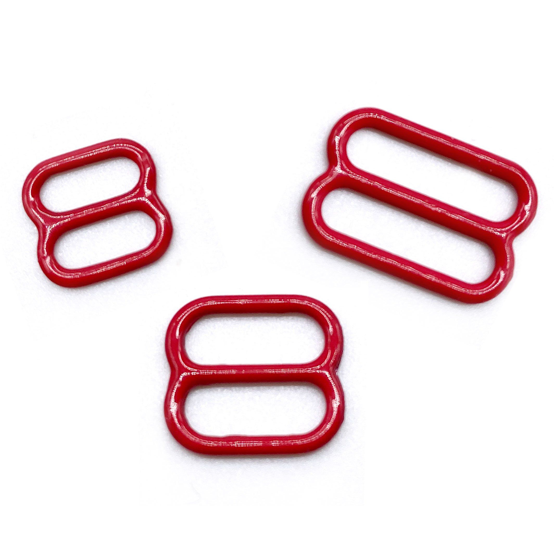 CLEARANCE- 5 Pair of Rings OR Sliders Bra Strap Sliders in Regal Red for Bra making or Swimwear - 1/4"/6mm, 3/8"/10mm, 1/2"/12mm - Stitch Love Studio