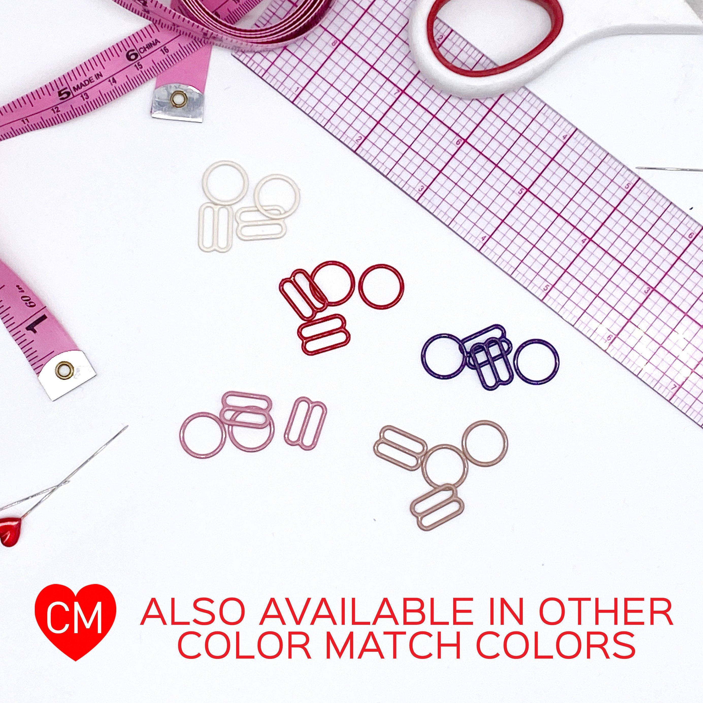 CLEARANCE- 5 Pair of Rings OR Sliders Bra Strap Sliders in Regal Red for Bra making or Swimwear - 1/4"/6mm, 3/8"/10mm, 1/2"/12mm - Stitch Love Studio