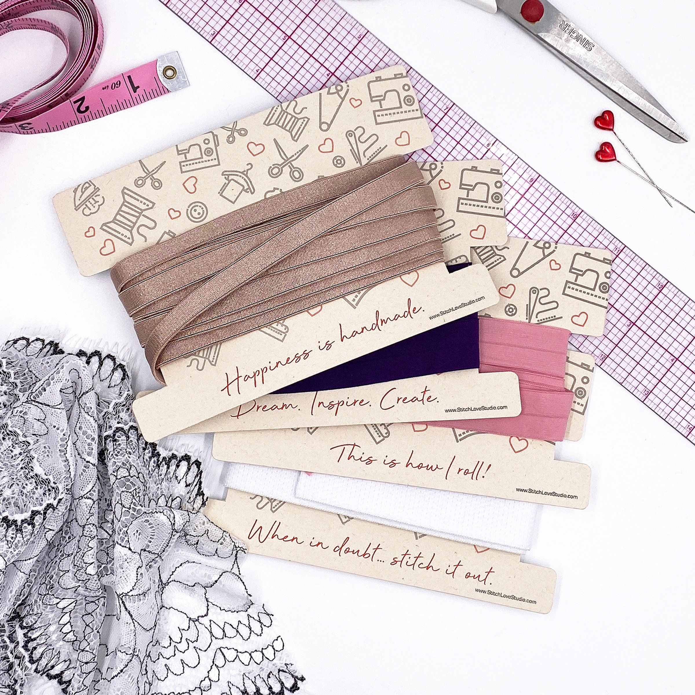 Set of 4 Elastic, Ribbon or Lace Storage Cards – Stitch Love Studio