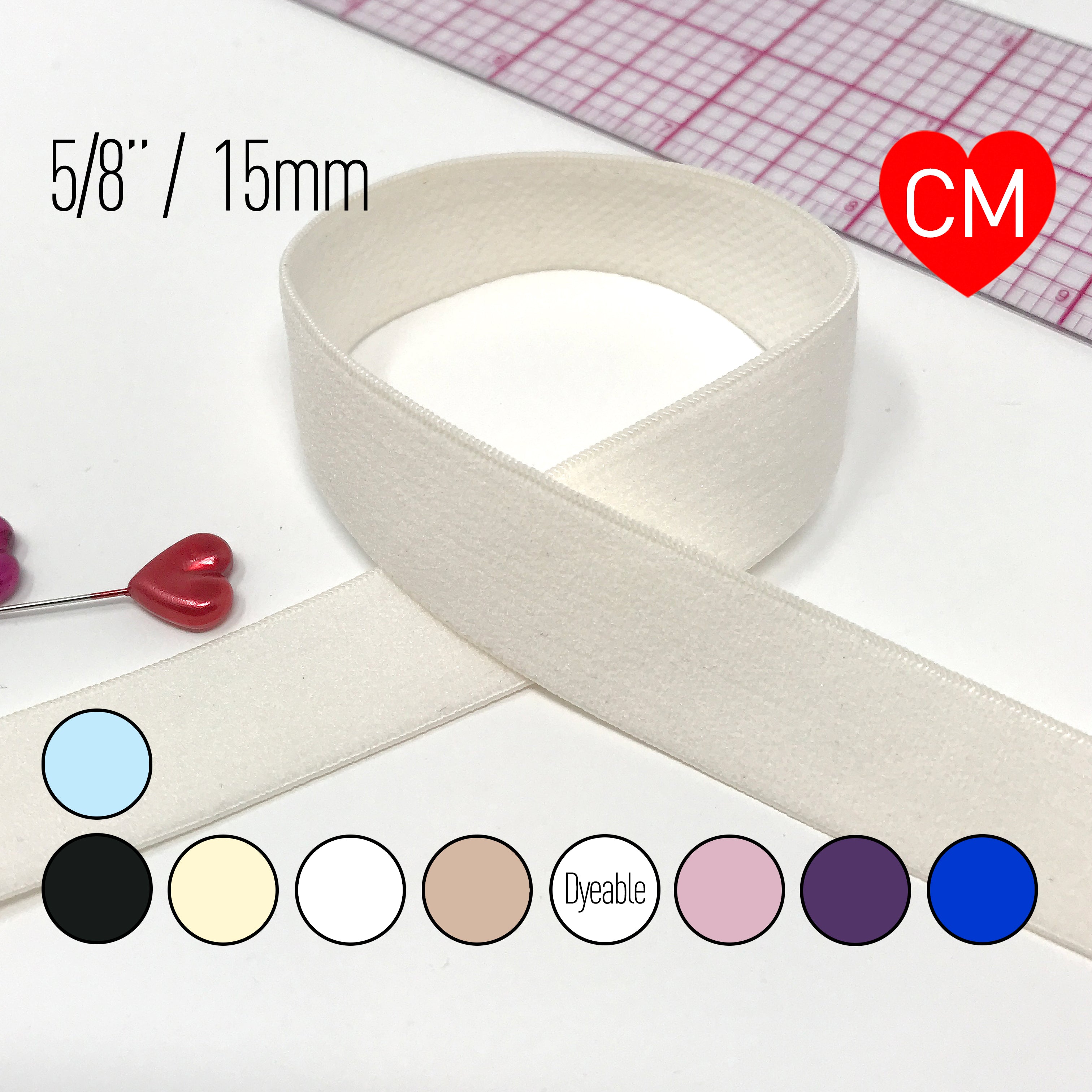 5/8” (15mm) Flat Soft Matte Elastic, Stretch Trim- 2 Yards - Stitch Love Studio