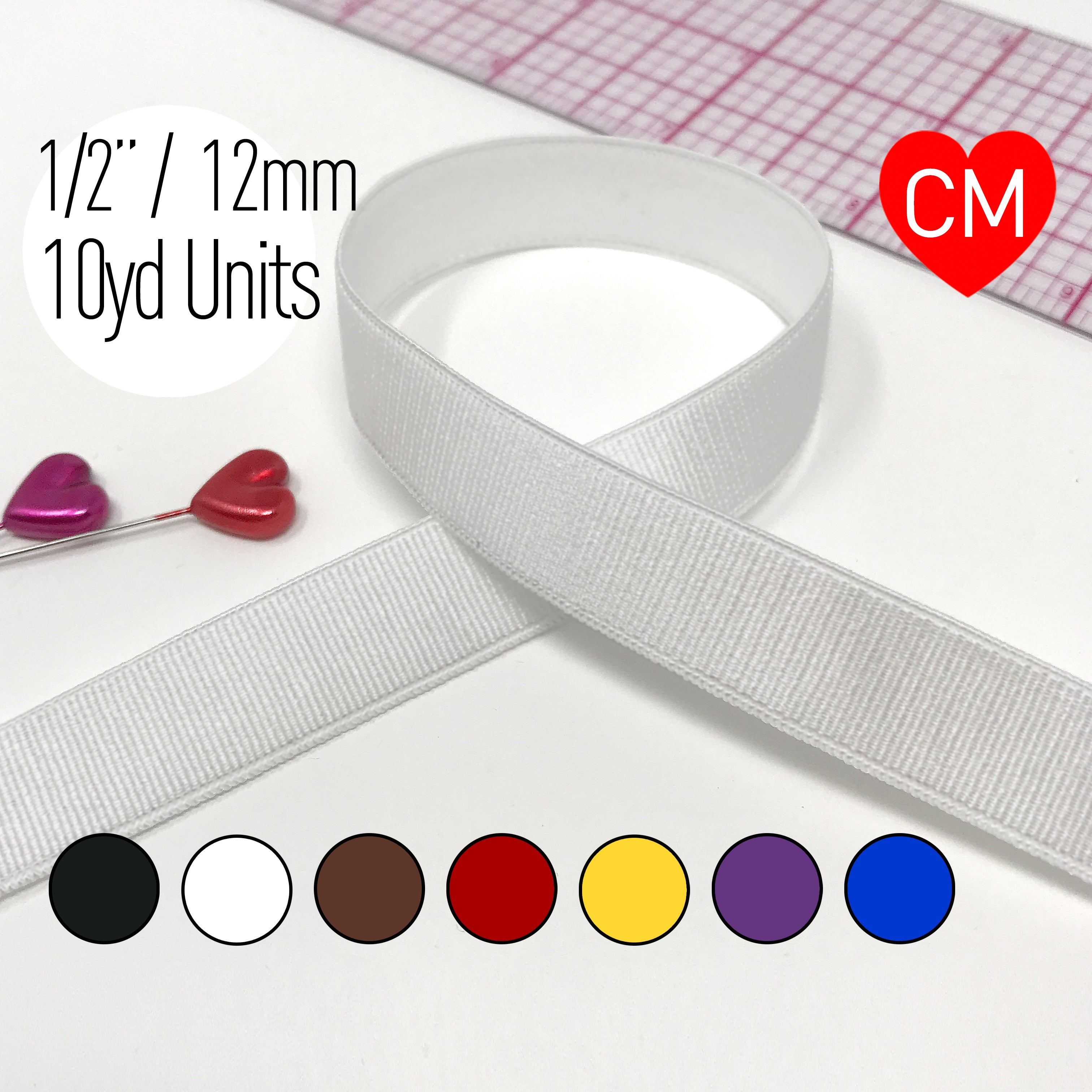 CLEARANCE- 1/2" (12mm) Semi Shiny Satin Strapping Elastic, Bra Strap- 10 Yards - Stitch Love Studio