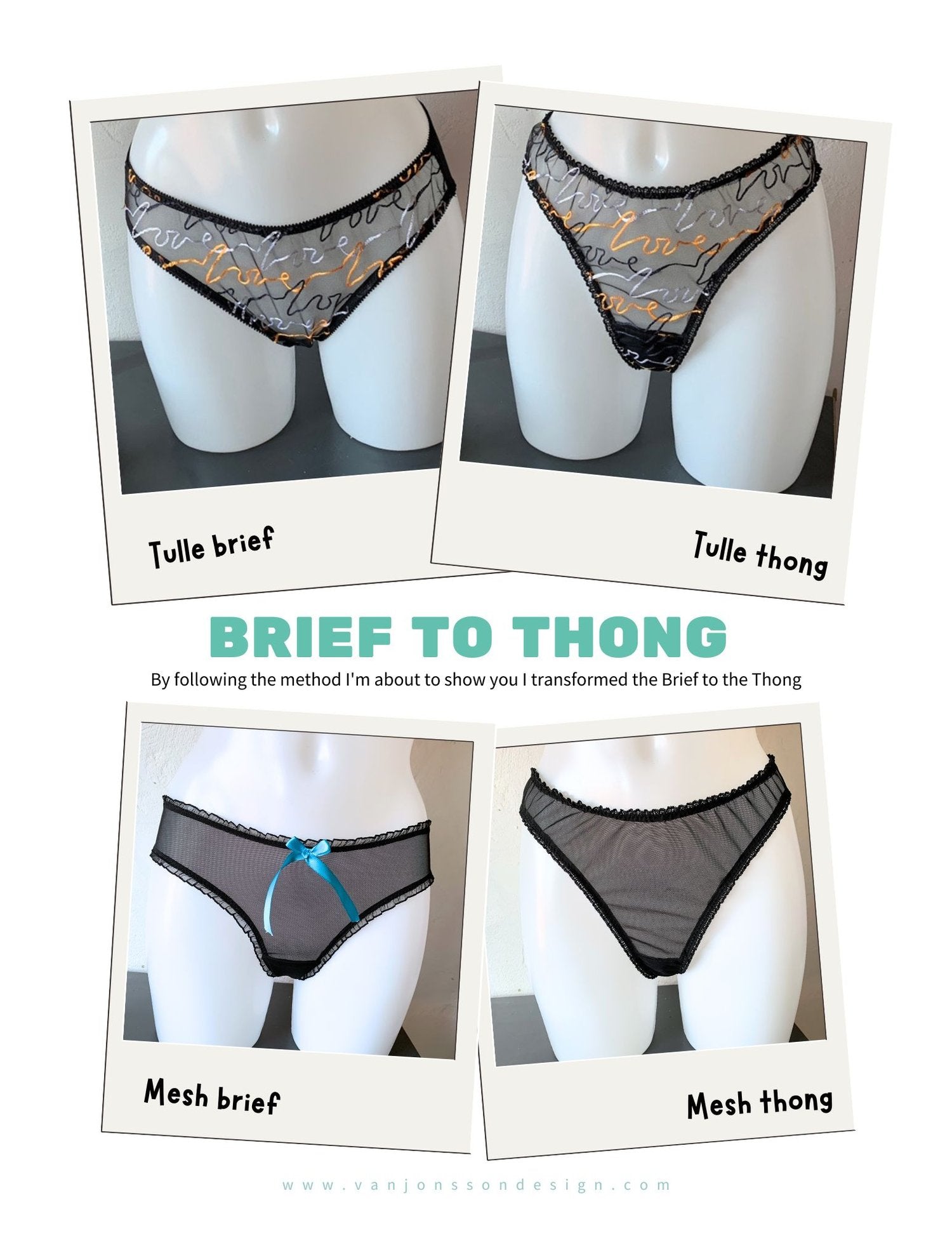EBook: Van Jonsson Design- How to change a Brief pattern to a Thong or G-string pattern